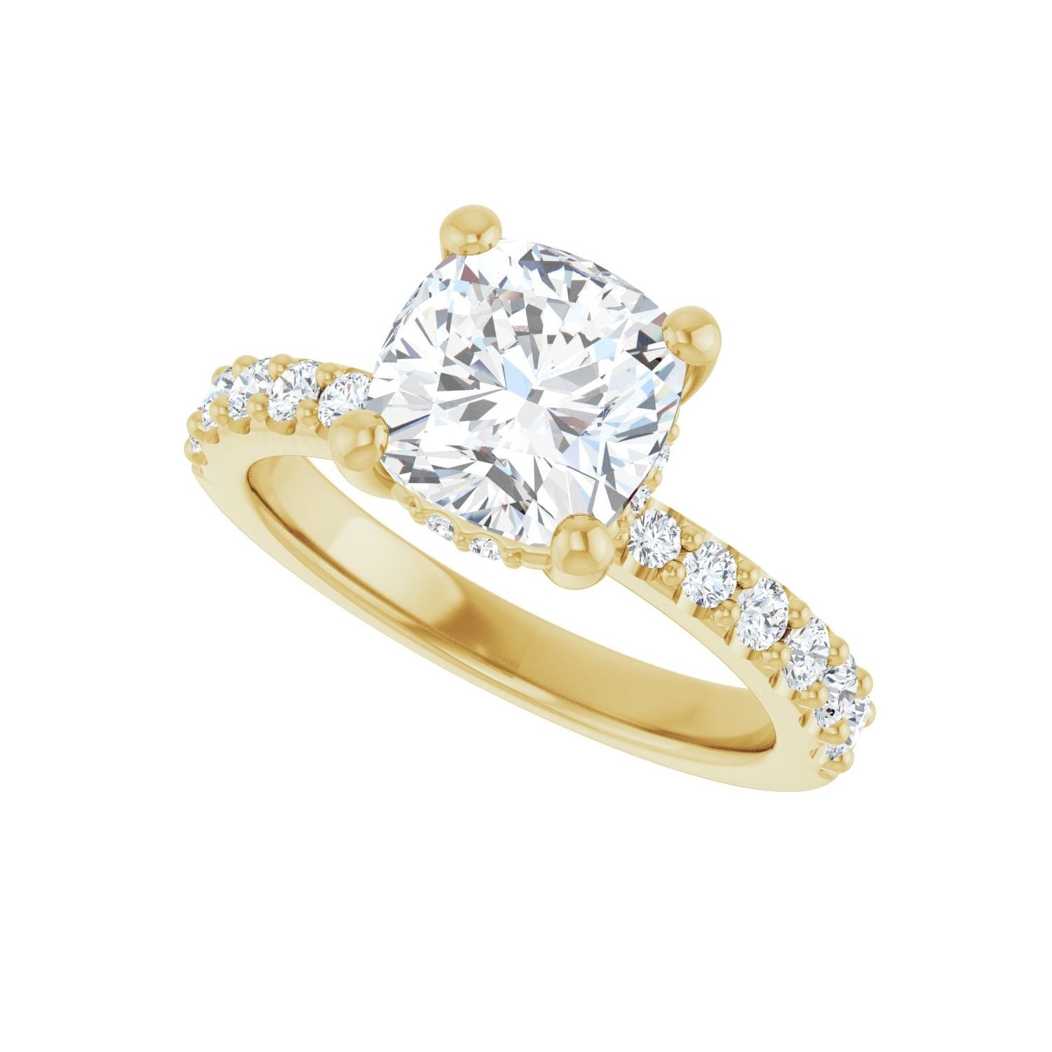 Cushion Hidden Halo-Style Engagement Ring | Metal Type=14K Yellow Gold | Center Stone Size=2.5 CT | Image 5