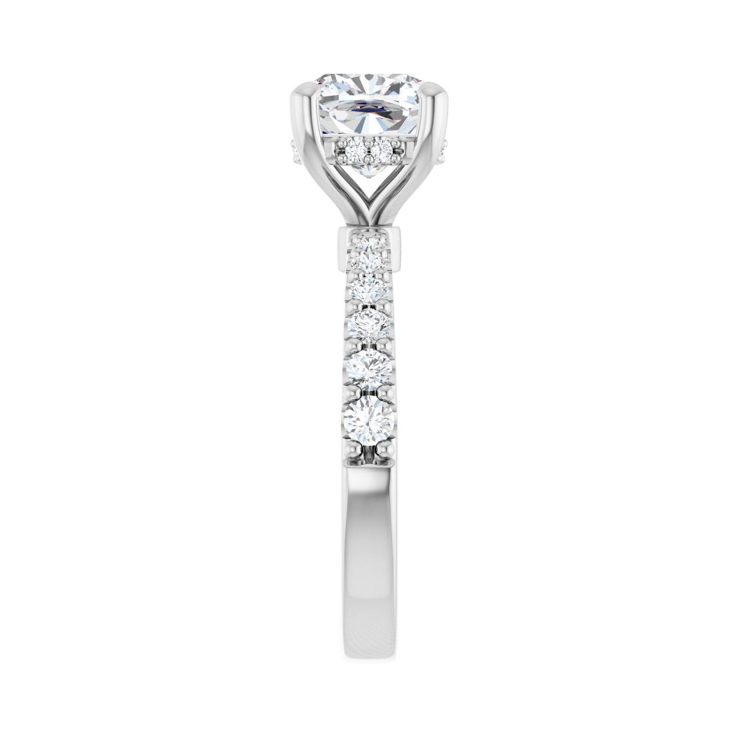 Cushion Hidden Halo-Style Engagement Ring | Metal Type=14K White Gold | Center Stone Size=2.5 CT | Image 4