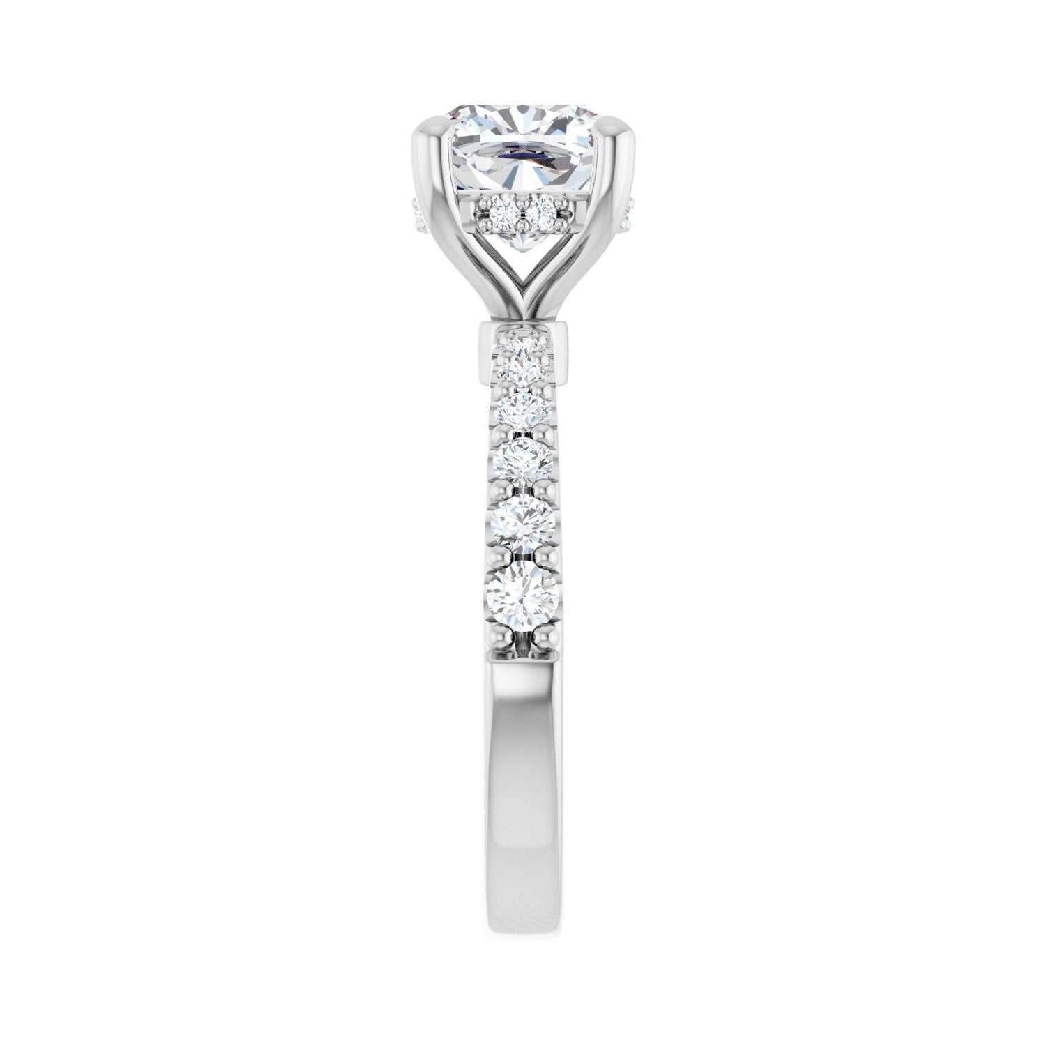 Cushion Hidden Halo-Style Engagement Ring | Metal Type=14K White Gold | Center Stone Size=2.5 CT | Image 4