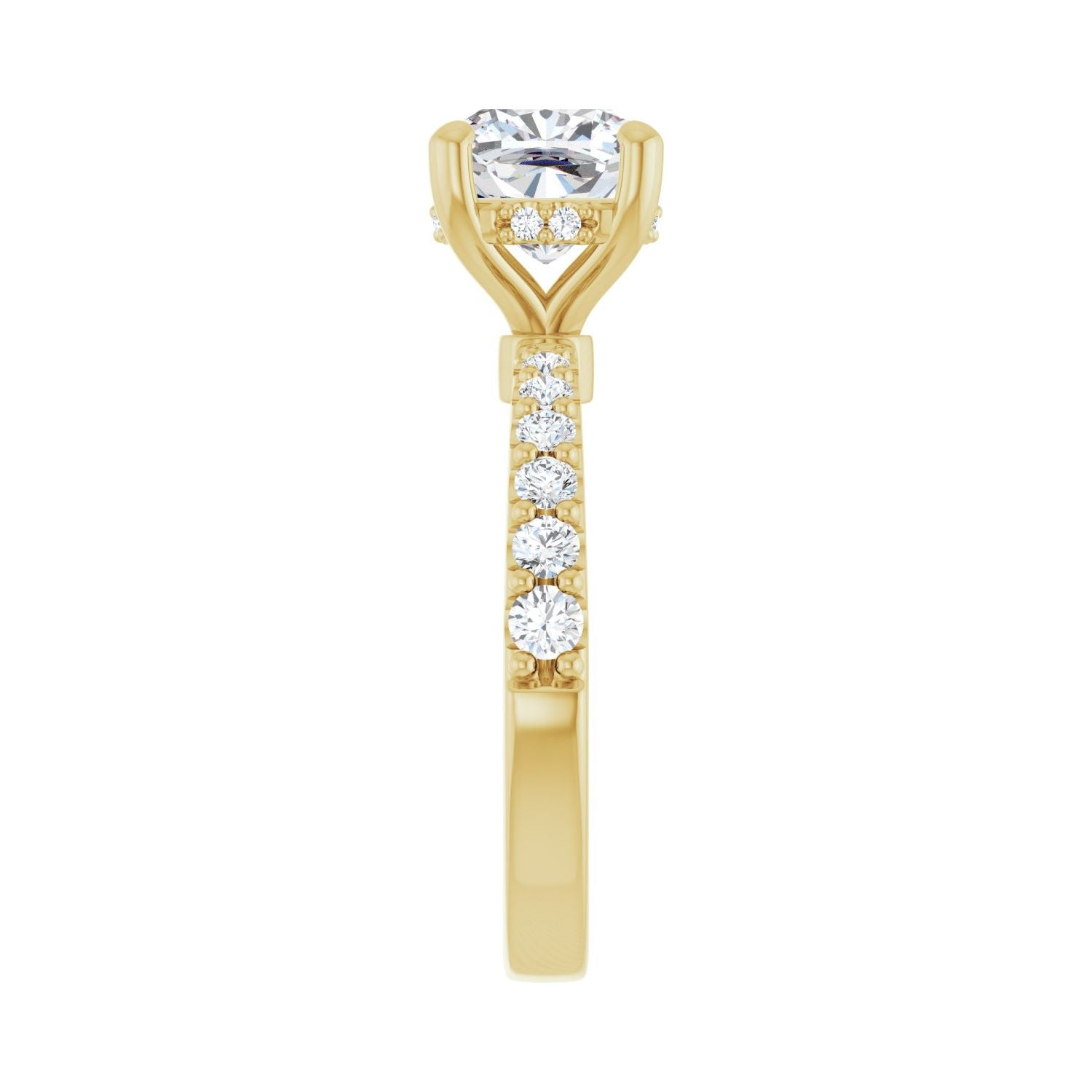 Cushion Hidden Halo-Style Engagement Ring | Metal Type=14K Yellow Gold | Center Stone Size=2.5 CT | Image 4