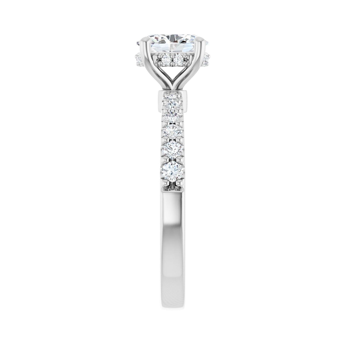Oval Hidden Halo-Style Engagement Ring | Metal Type=14K White Gold | Center Stone Size=1 CT | Image 4