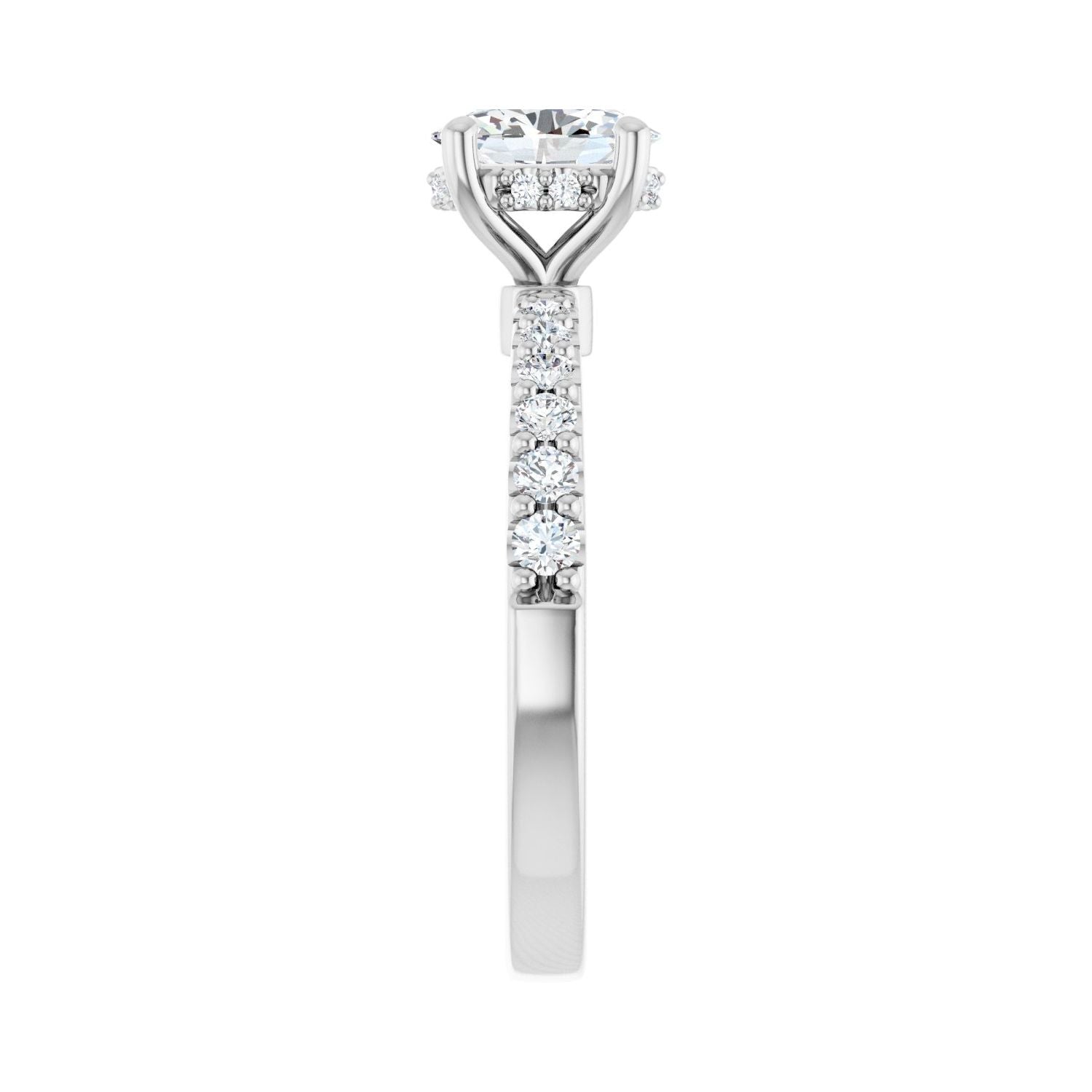 Oval Hidden Halo-Style Engagement Ring | Metal Type=14K White Gold | Center Stone Size=1 CT | Image 4