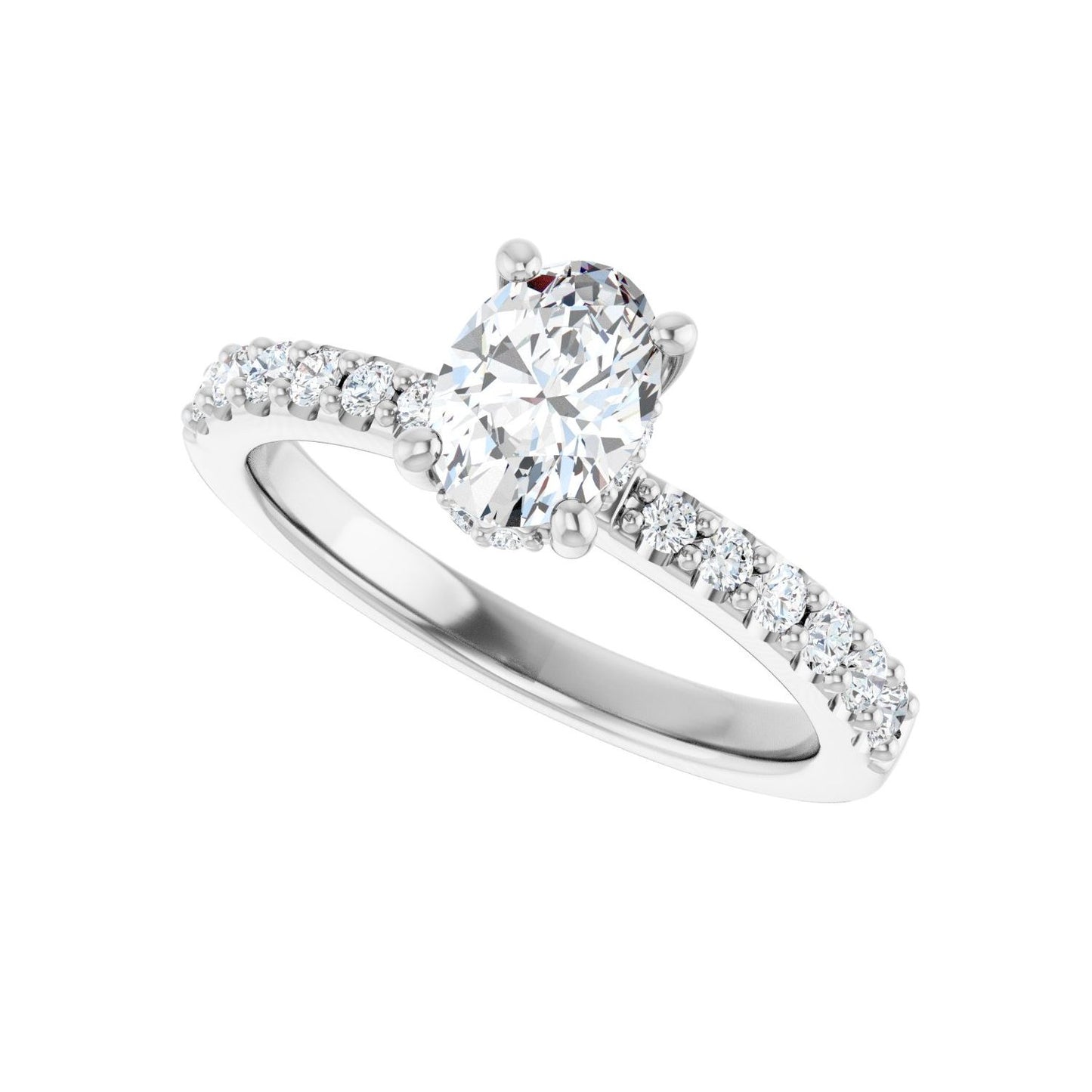 Oval Hidden Halo-Style Engagement Ring | Metal Type=14K White Gold | Center Stone Size=1 CT | Image 5