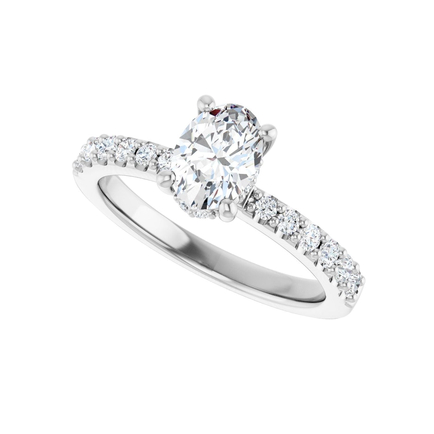 Oval Hidden Halo-Style Engagement Ring | Metal Type=14K White Gold | Center Stone Size=1 CT | Image 5