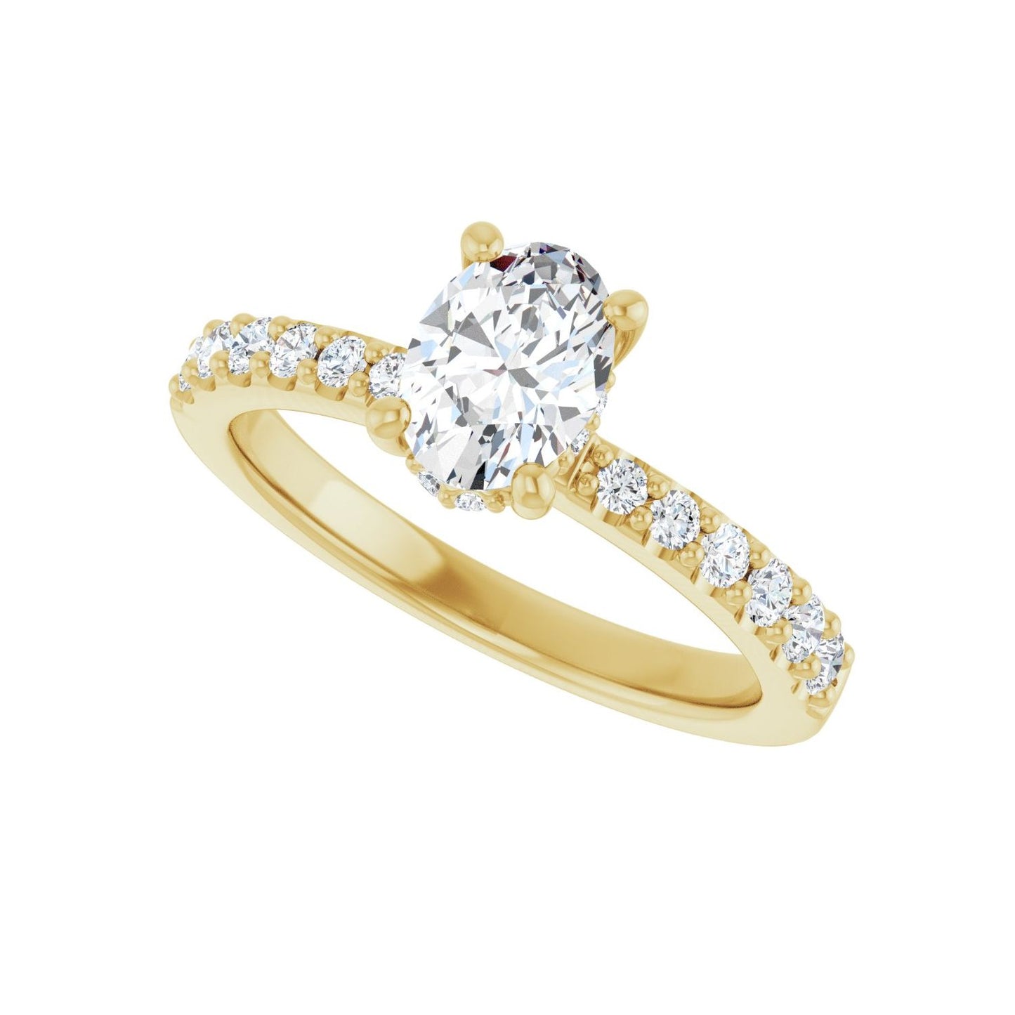 Oval Hidden Halo-Style Engagement Ring | Metal Type=14K Yellow Gold | Center Stone Size=1 CT | Image 5