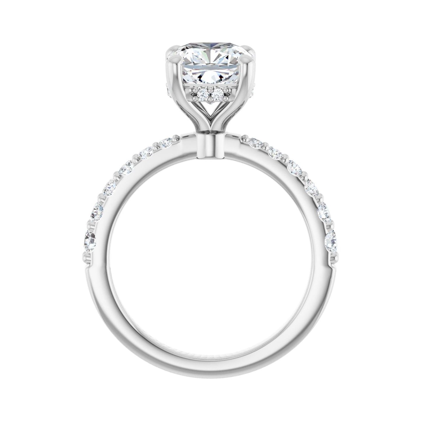 Cushion Hidden Halo-Style Engagement Ring | Metal Type=14K White Gold | Center Stone Size=2.5 CT | Image 2