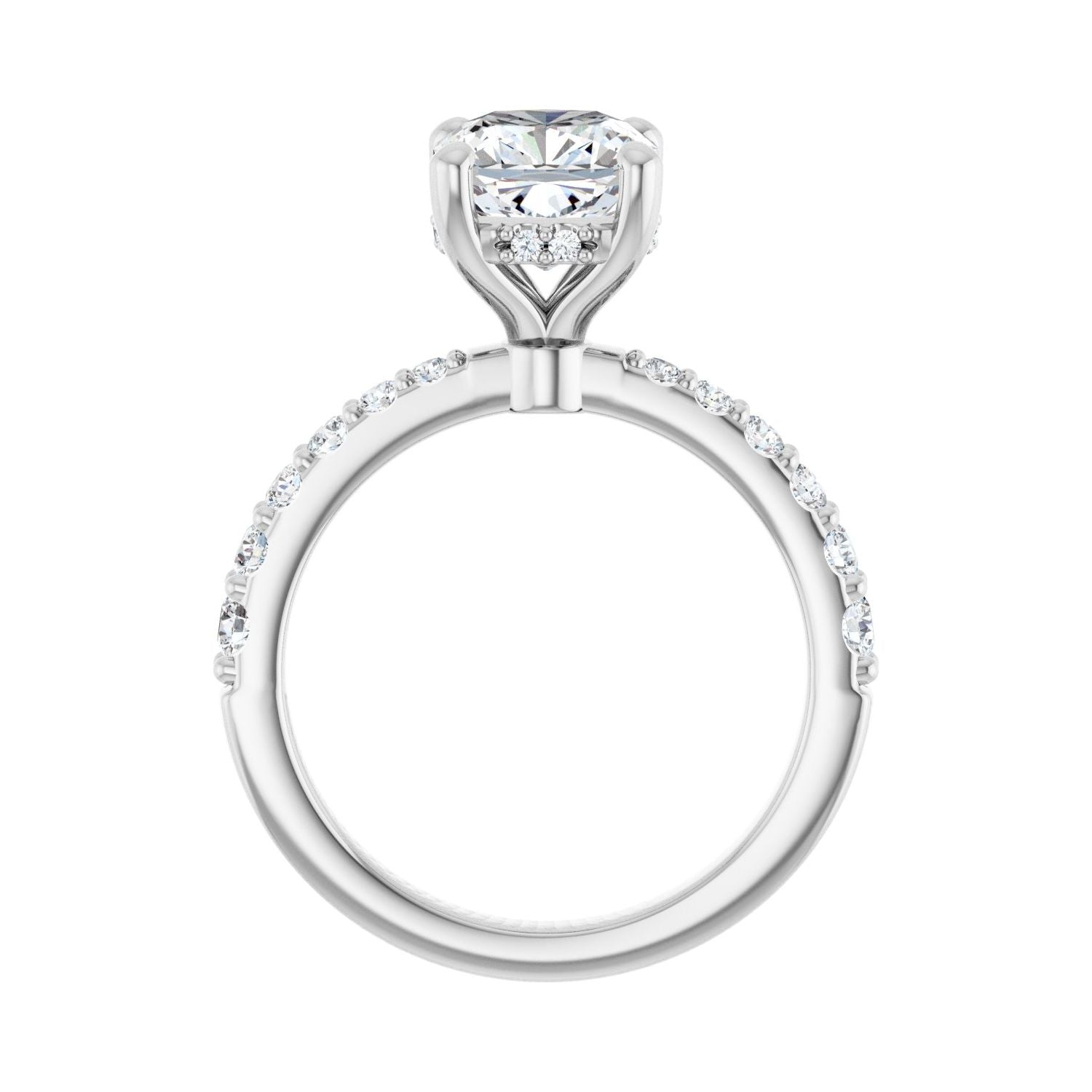 Cushion Hidden Halo-Style Engagement Ring | Metal Type=14K White Gold | Center Stone Size=2.5 CT | Image 2