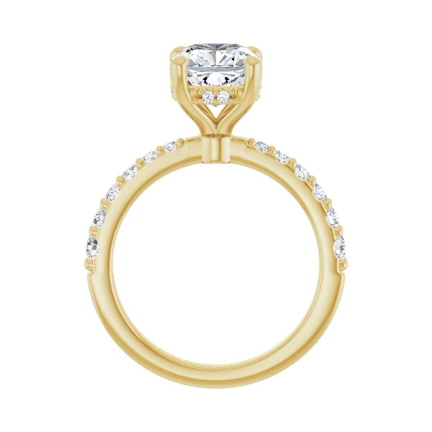 Cushion Hidden Halo-Style Engagement Ring | Metal Type=14K Yellow Gold | Center Stone Size=2.5 CT | Image 2