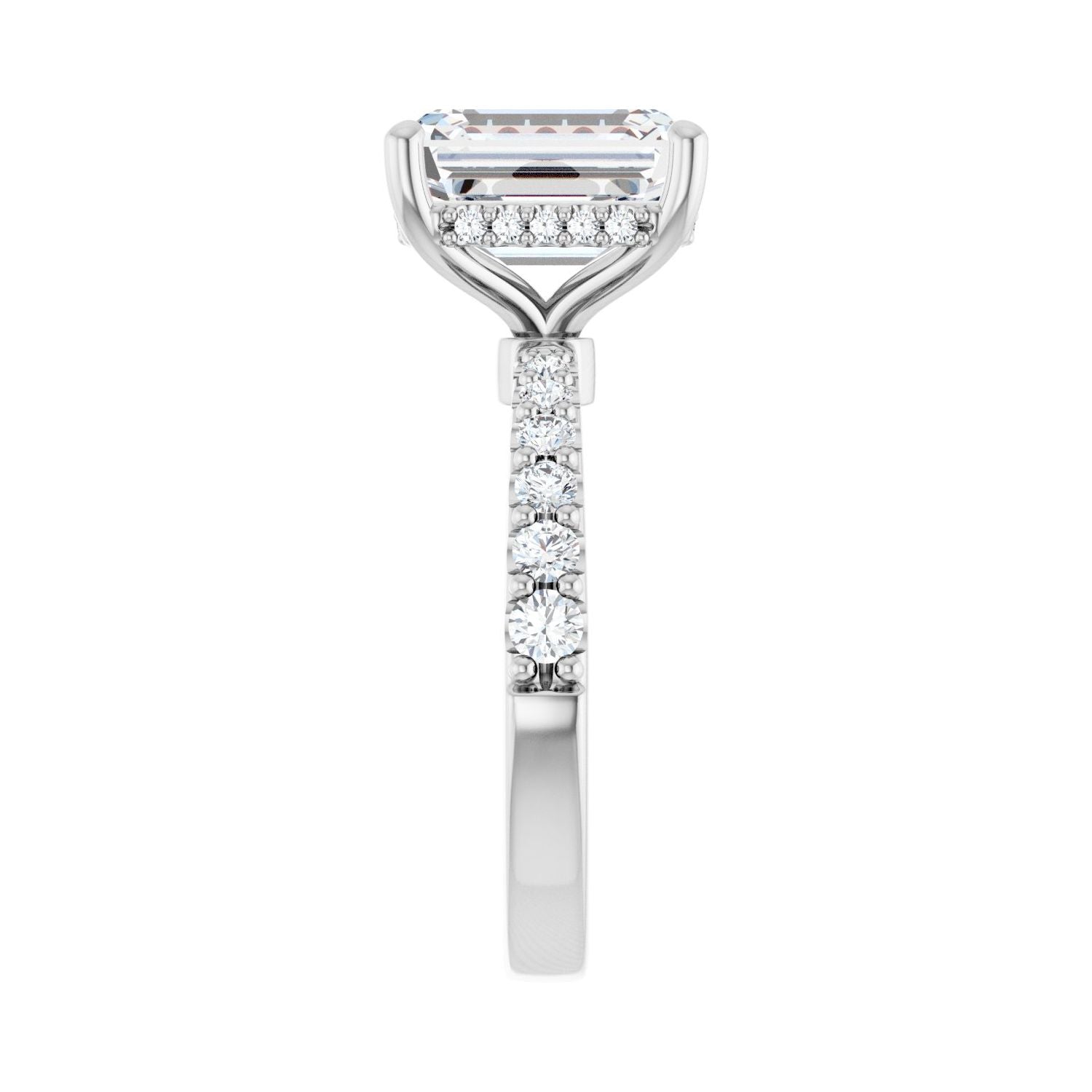 Emerald Hidden Halo-Style Engagement Ring | Metal Type=14K White Gold | Center Stone Size=3 CT | Image 4