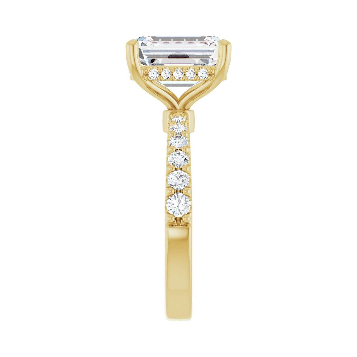 Emerald Hidden Halo-Style Engagement Ring | Metal Type=14K Yellow Gold | Center Stone Size=3 CT | Image 4