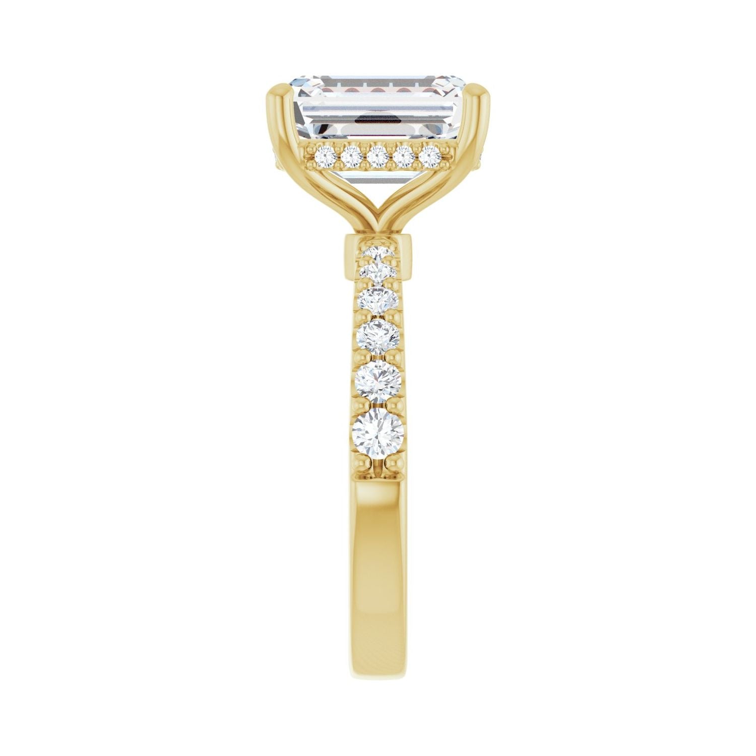 Emerald Hidden Halo-Style Engagement Ring | Metal Type=14K Yellow Gold | Center Stone Size=3 CT | Image 4