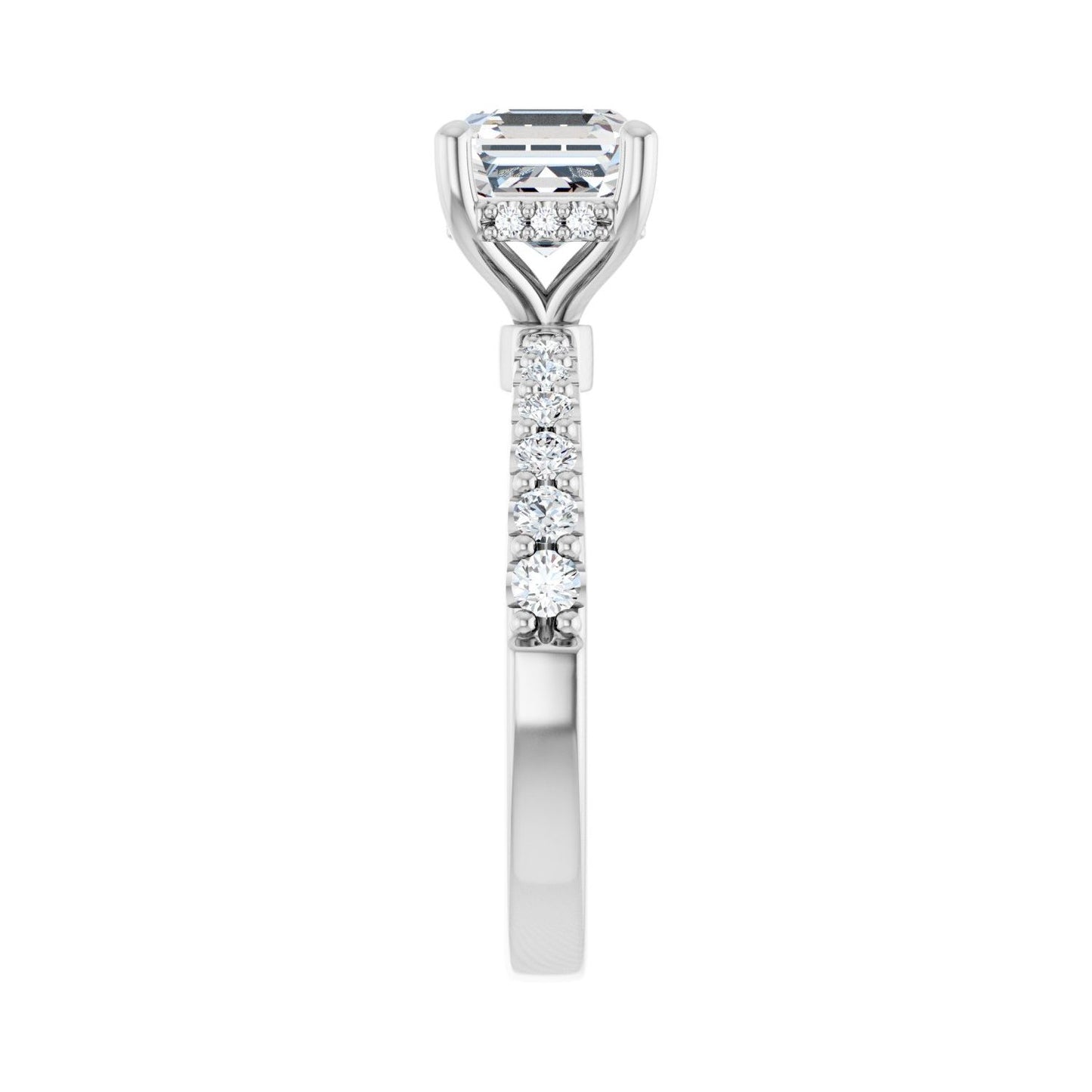 Asscher Hidden Halo-Style Engagement Ring | Metal Type=14K White Gold | Center Stone Size=1.5 CT | Image 4