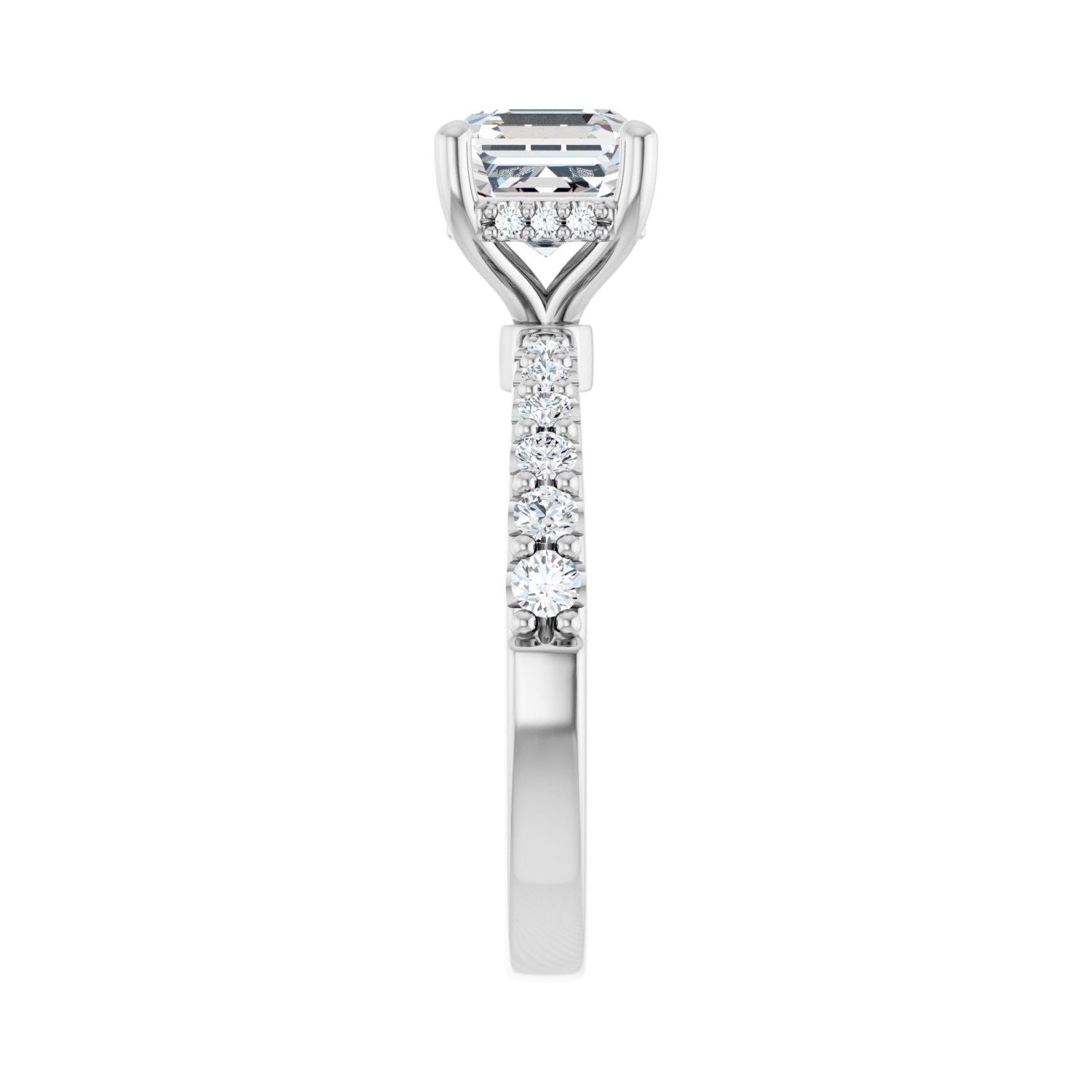Asscher Hidden Halo-Style Engagement Ring | Metal Type=14K White Gold | Center Stone Size=1.5 CT | Image 4