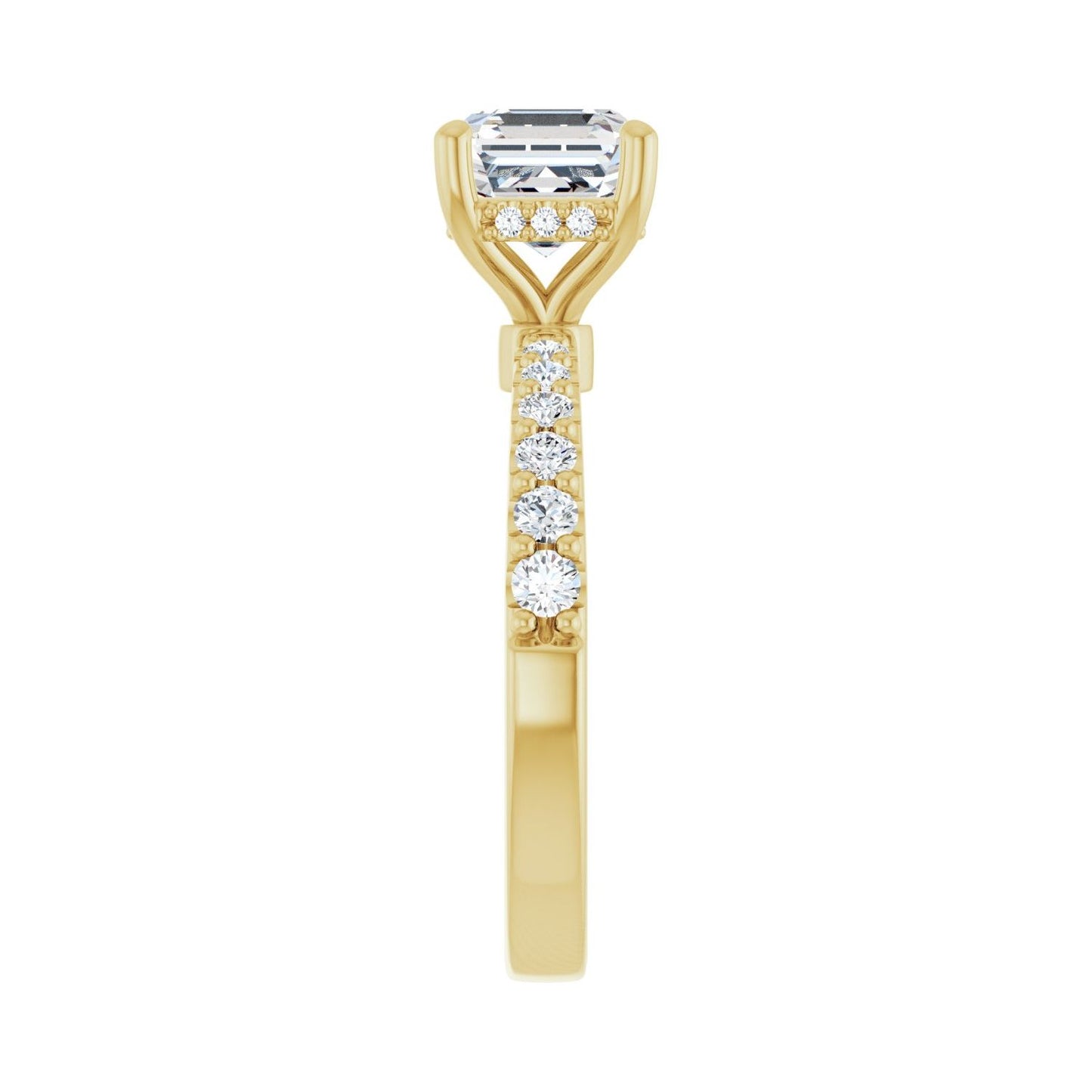 Asscher Hidden Halo-Style Engagement Ring | Metal Type=14K Yellow Gold | Center Stone Size=1.5 CT | Image 4