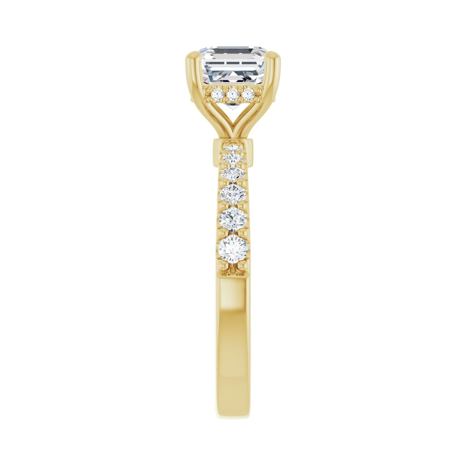 Asscher Hidden Halo-Style Engagement Ring | Metal Type=14K Yellow Gold | Center Stone Size=1.5 CT | Image 4