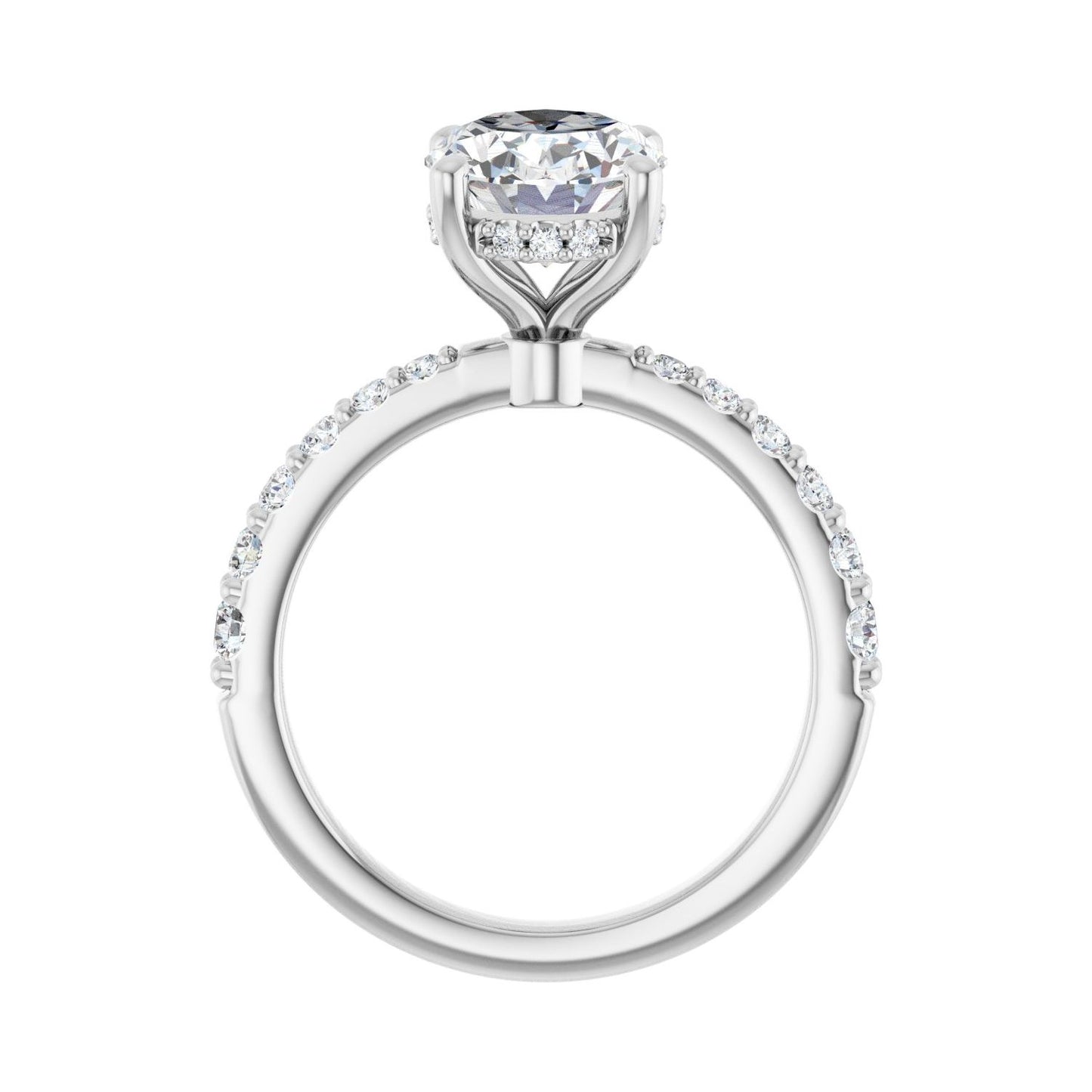 Oval Hidden Halo-Style Engagement Ring | Metal Type=14K White Gold | Center Stone Size=2.5 CT | Image 2