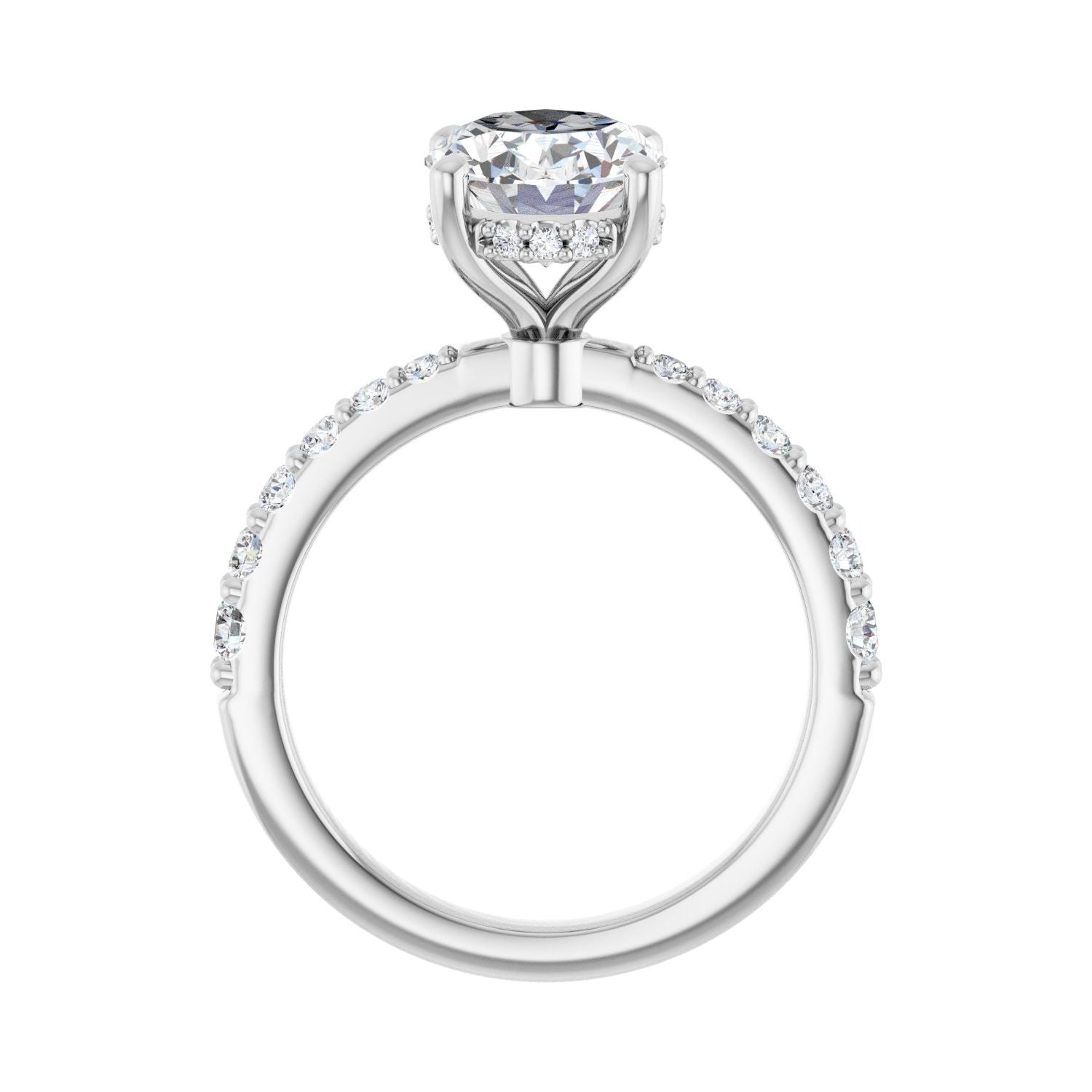 Oval Hidden Halo-Style Engagement Ring | Metal Type=14K White Gold | Center Stone Size=2.5 CT | Image 2