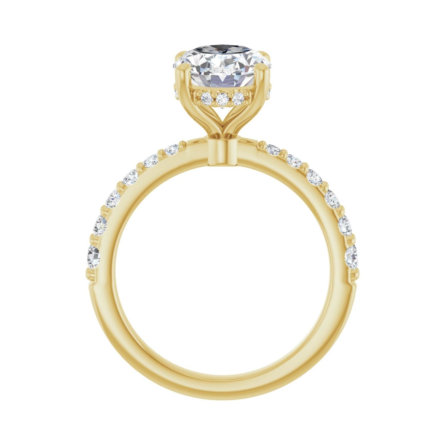 Oval Hidden Halo-Style Engagement Ring | Metal Type=14K Yellow Gold | Center Stone Size=2.5 CT | Image 2