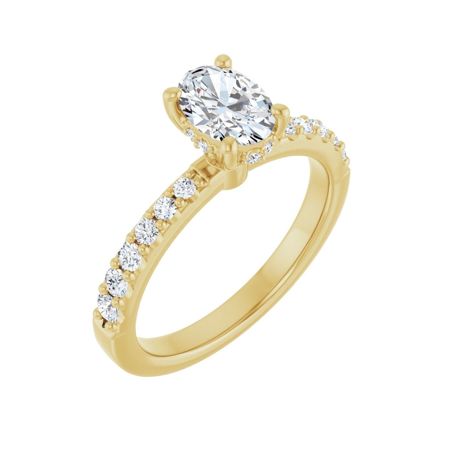 Oval Hidden Halo-Style Engagement Ring | Metal Type=14K Yellow Gold | Center Stone Size=1 CT | Image 1