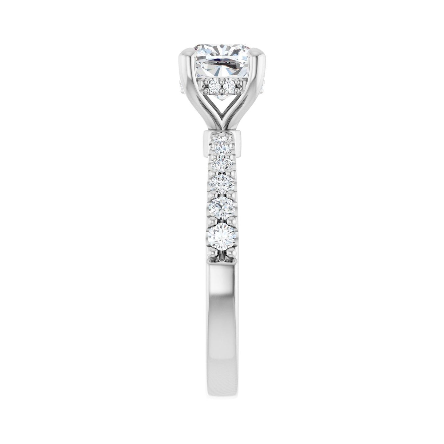 Cushion Hidden Halo-Style Engagement Ring | Metal Type=14K White Gold | Center Stone Size=1.5 CT | Image 4
