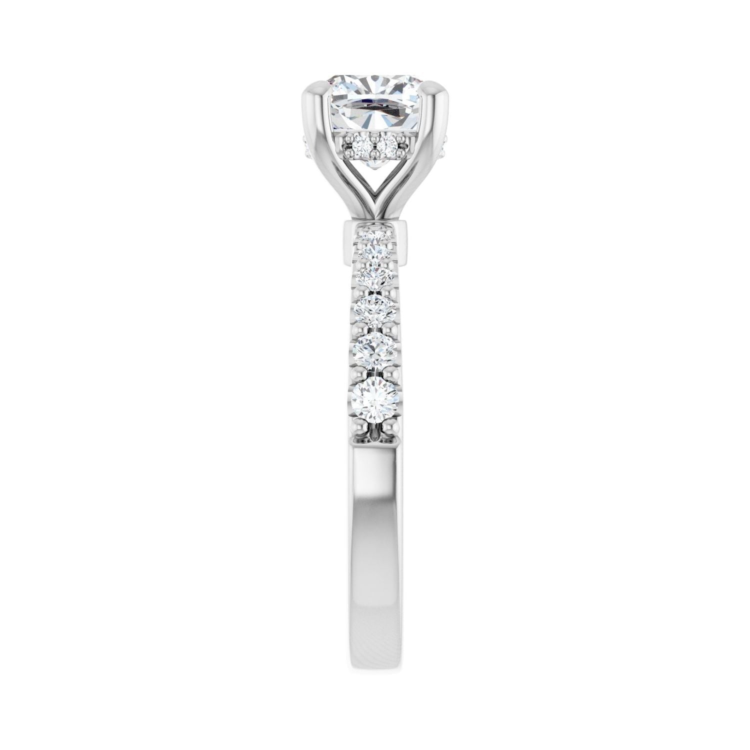 Cushion Hidden Halo-Style Engagement Ring | Metal Type=14K White Gold | Center Stone Size=1.5 CT | Image 4