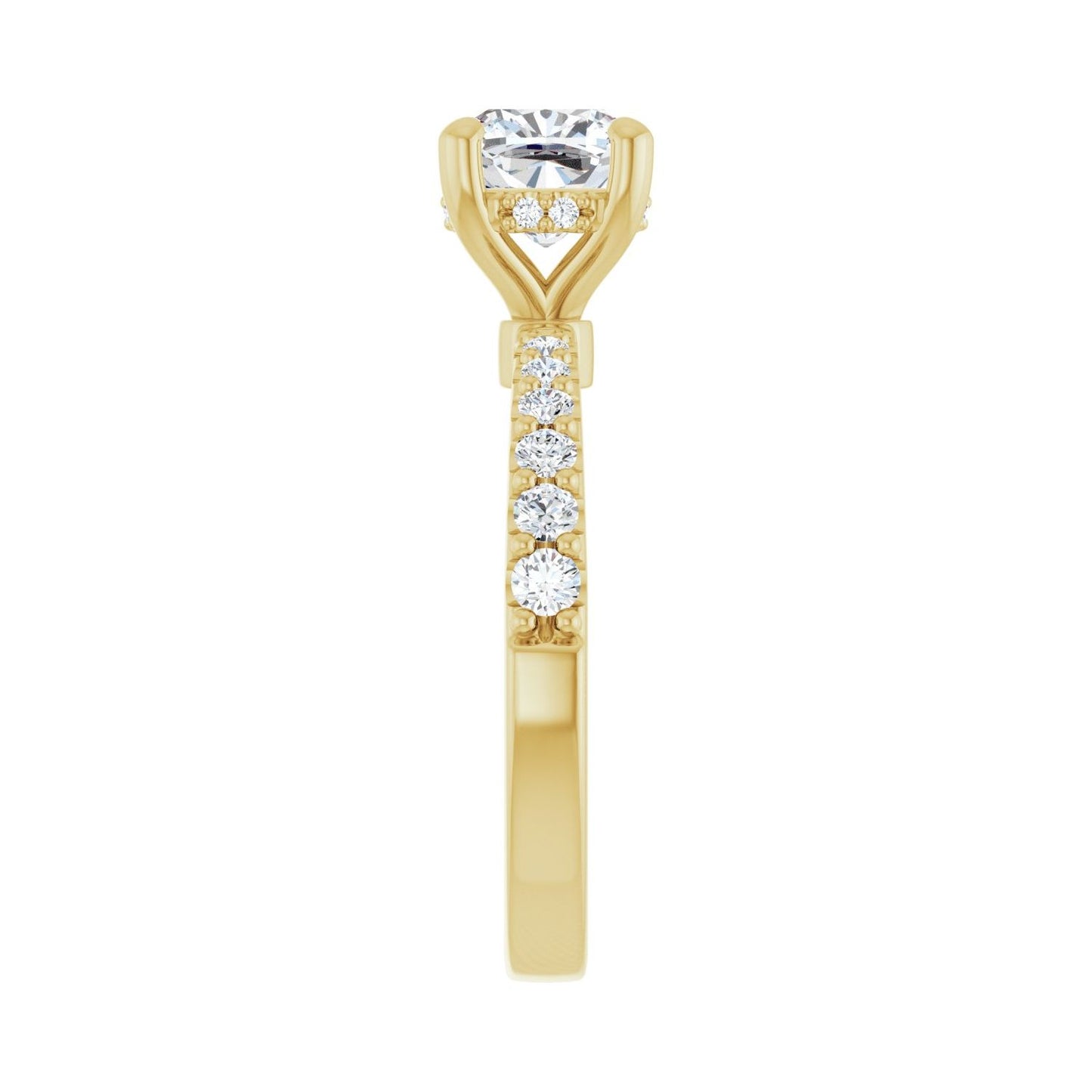 Cushion Hidden Halo-Style Engagement Ring | Metal Type=14K Yellow Gold | Center Stone Size=1.5 CT | Image 4
