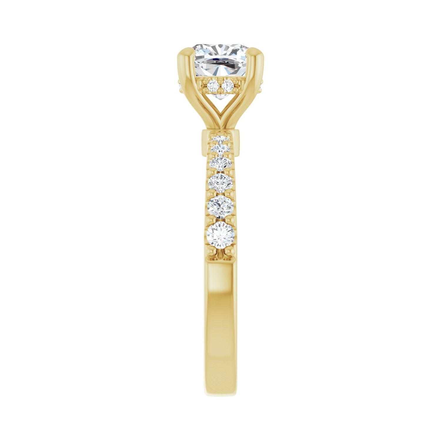 Cushion Hidden Halo-Style Engagement Ring | Metal Type=14K Yellow Gold | Center Stone Size=1.5 CT | Image 4