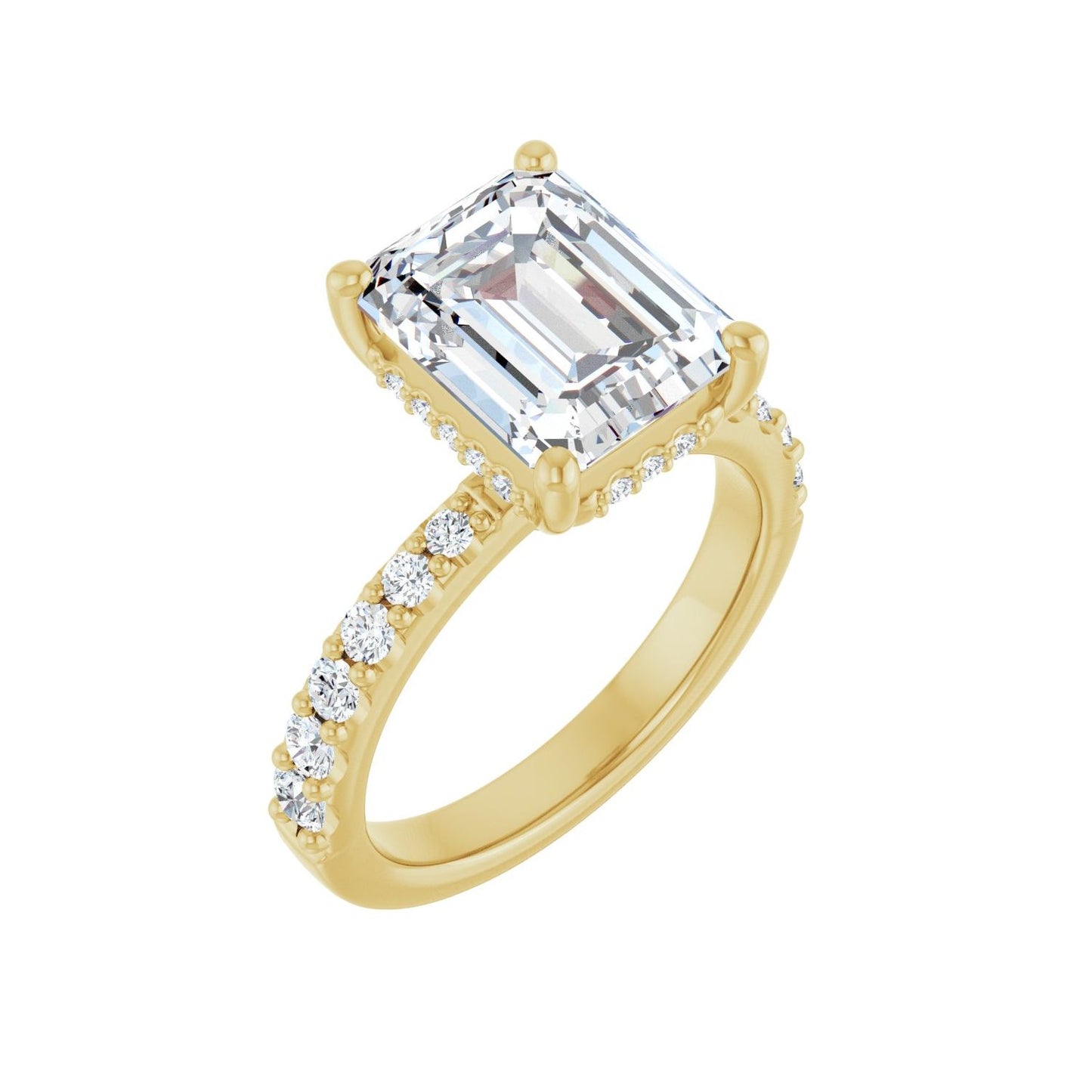Emerald Hidden Halo-Style Engagement Ring | Metal Type=14K Yellow Gold | Center Stone Size=3 CT | Image 1
