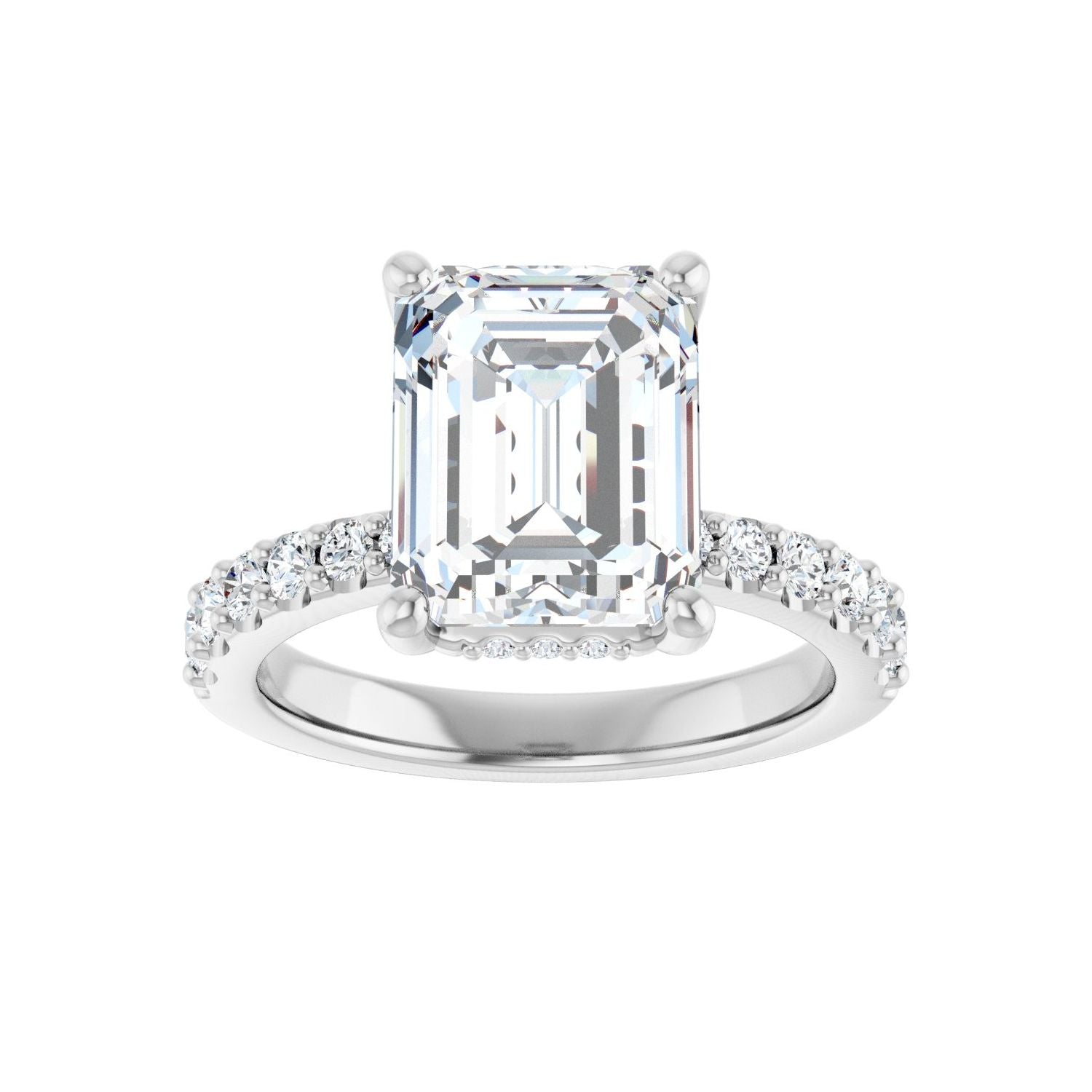 Emerald Hidden Halo-Style Engagement Ring | Metal Type=14K White Gold | Center Stone Size=3 CT | Image 3