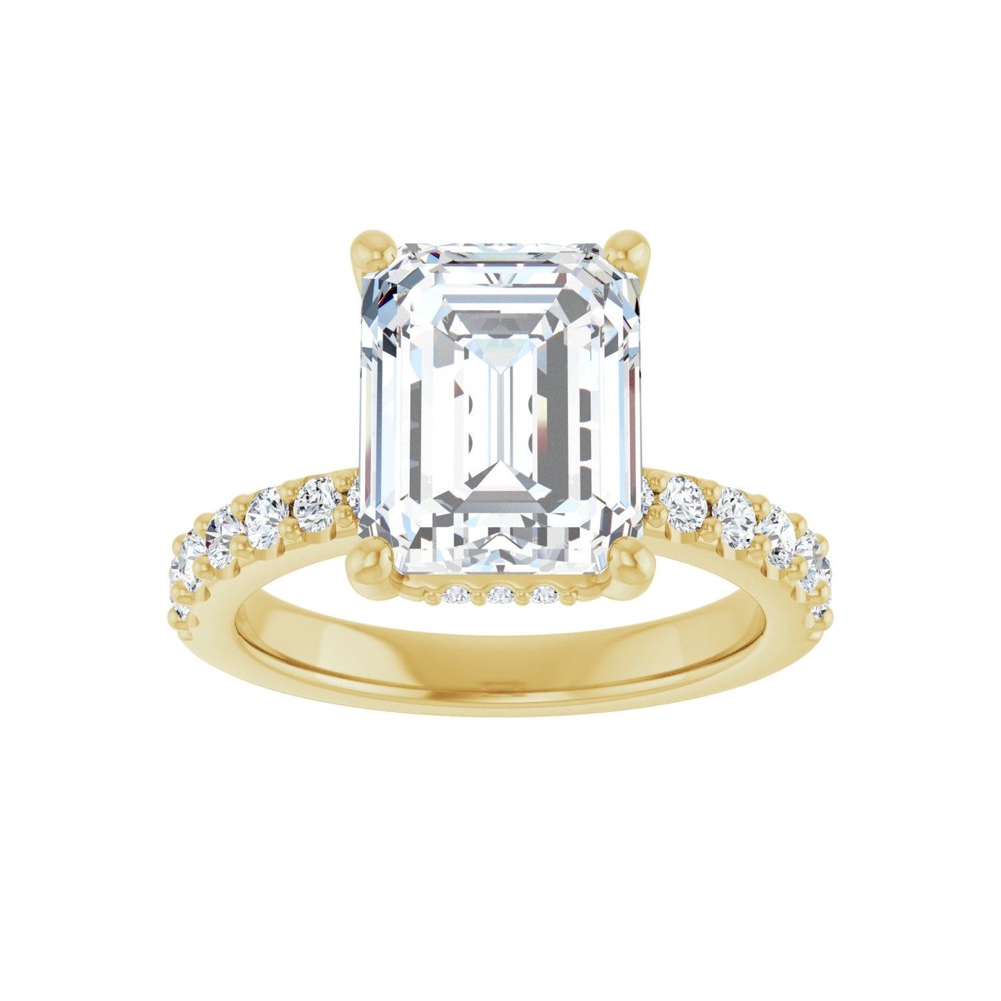 Emerald Hidden Halo-Style Engagement Ring | Metal Type=14K Yellow Gold | Center Stone Size=3 CT | Image 3