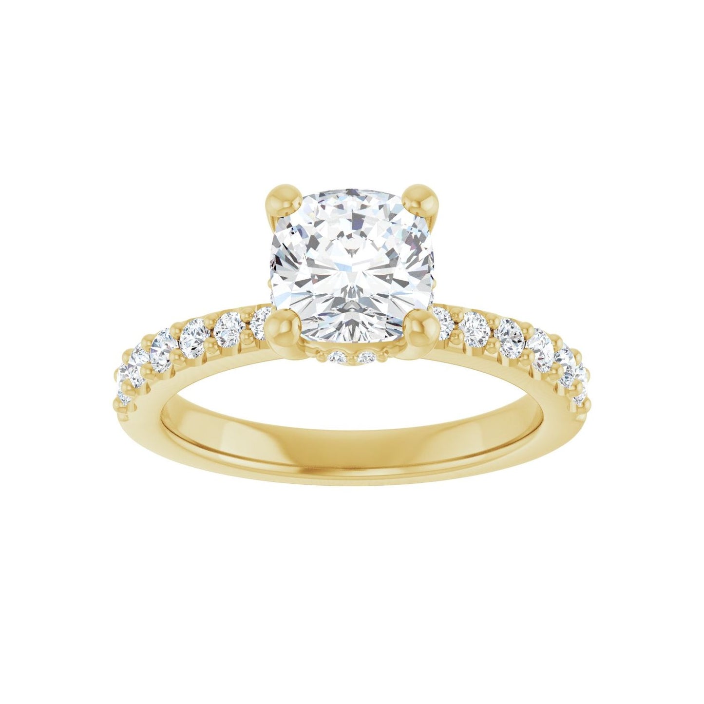 Cushion Hidden Halo-Style Engagement Ring | Metal Type=14K Yellow Gold | Center Stone Size=1.5 CT | Image 3