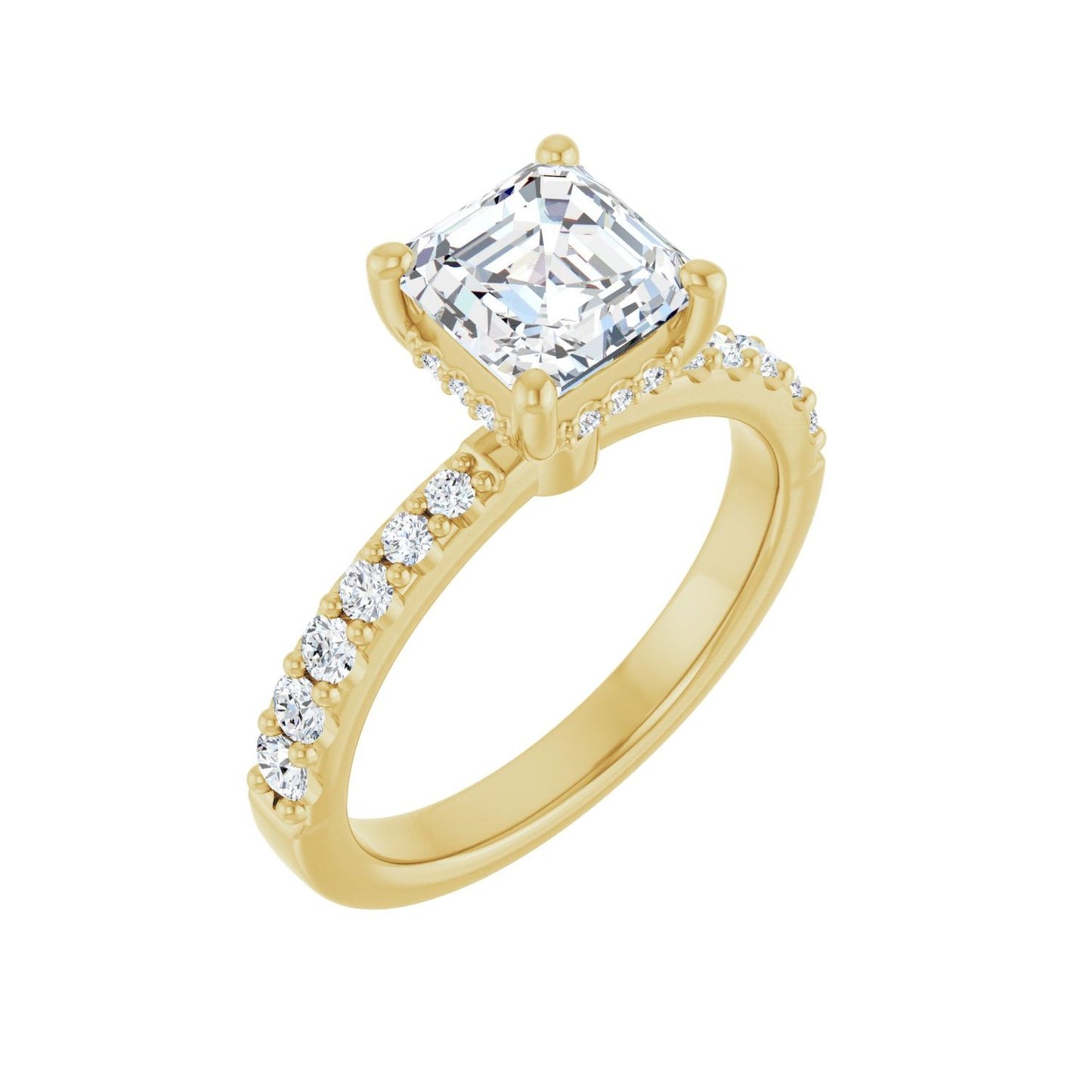 Asscher Hidden Halo-Style Engagement Ring | Metal Type=14K Yellow Gold | Center Stone Size=1.5 CT | Image 1