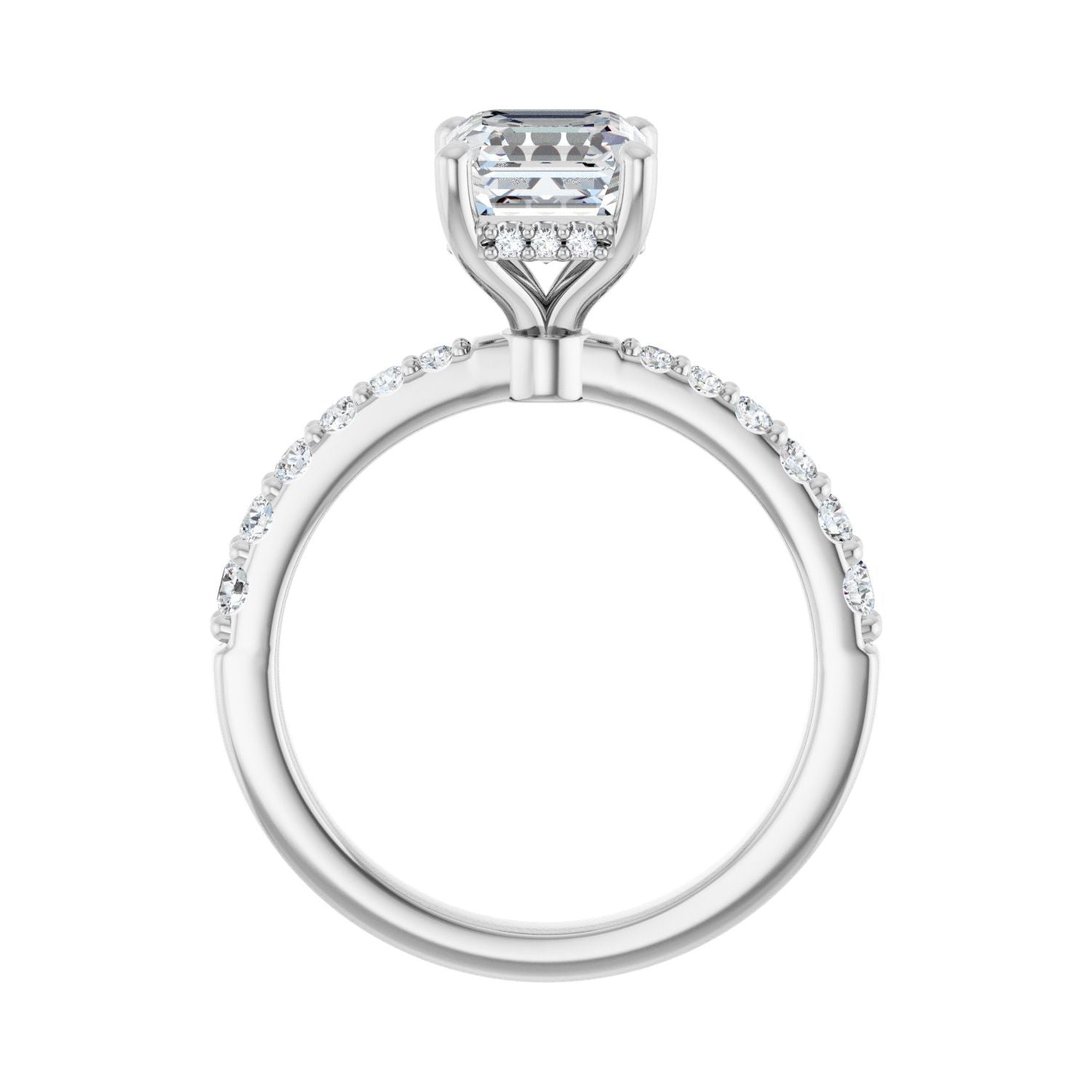 Asscher Hidden Halo-Style Engagement Ring | Metal Type=14K White Gold | Center Stone Size=1.5 CT | Image 2