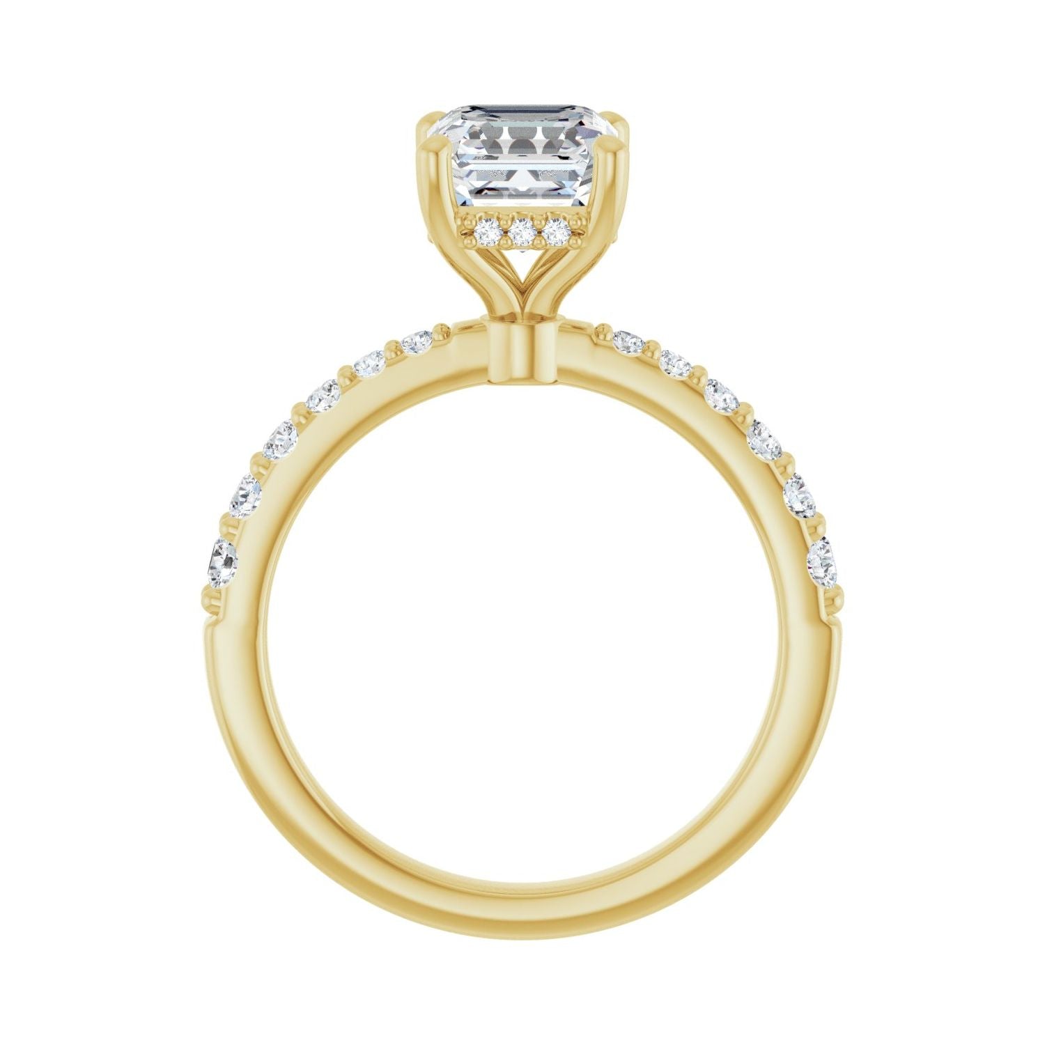 Asscher Hidden Halo-Style Engagement Ring | Metal Type=14K Yellow Gold | Center Stone Size=1.5 CT | Image 2