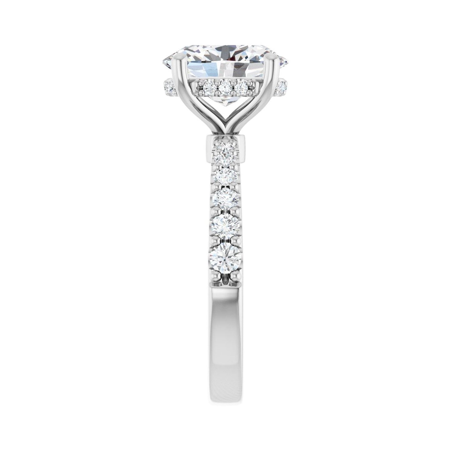 Oval Hidden Halo-Style Engagement Ring | Metal Type=14K White Gold | Center Stone Size=2.5 CT | Image 4
