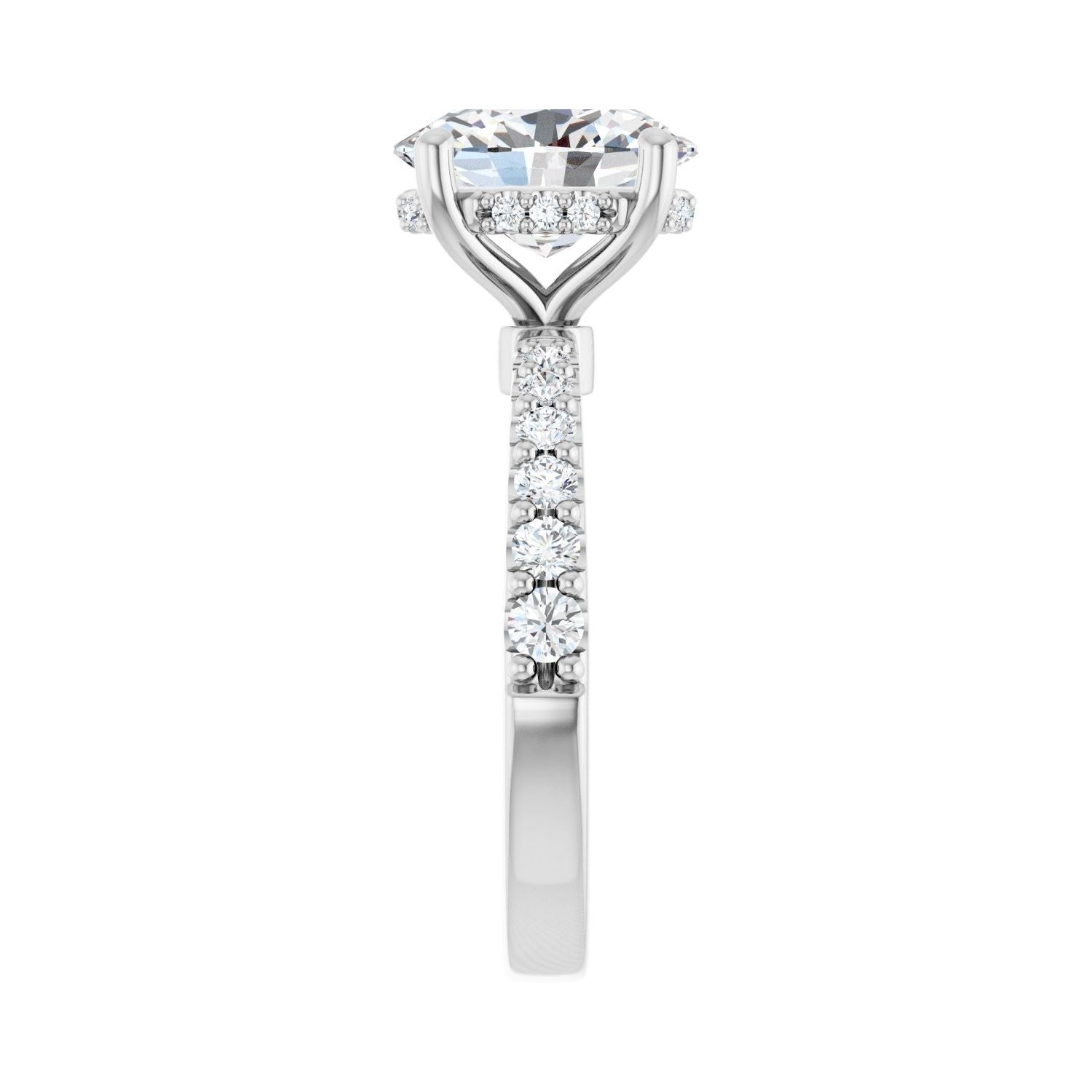 Oval Hidden Halo-Style Engagement Ring | Metal Type=14K White Gold | Center Stone Size=2.5 CT | Image 4