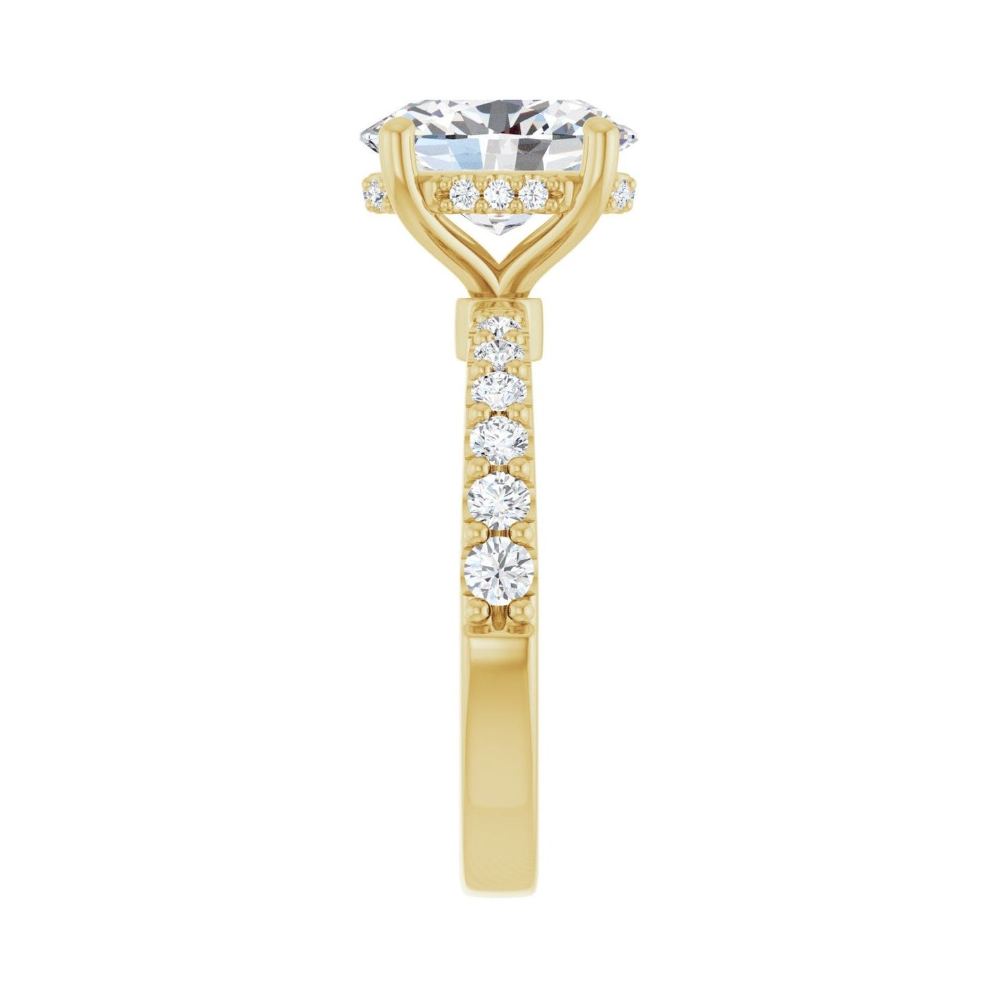 Oval Hidden Halo-Style Engagement Ring | Metal Type=14K Yellow Gold | Center Stone Size=2.5 CT | Image 4