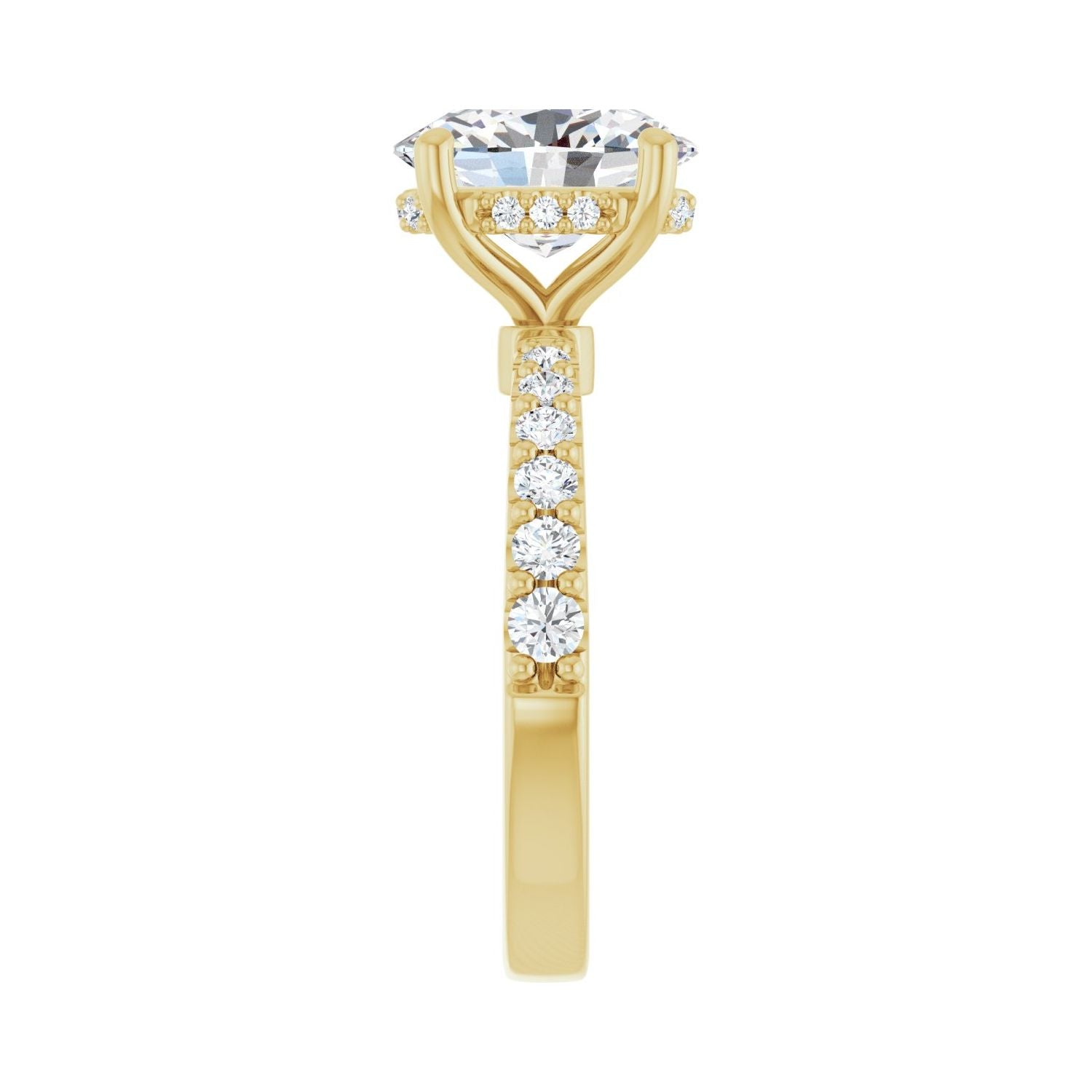 Oval Hidden Halo-Style Engagement Ring | Metal Type=14K Yellow Gold | Center Stone Size=2.5 CT | Image 4