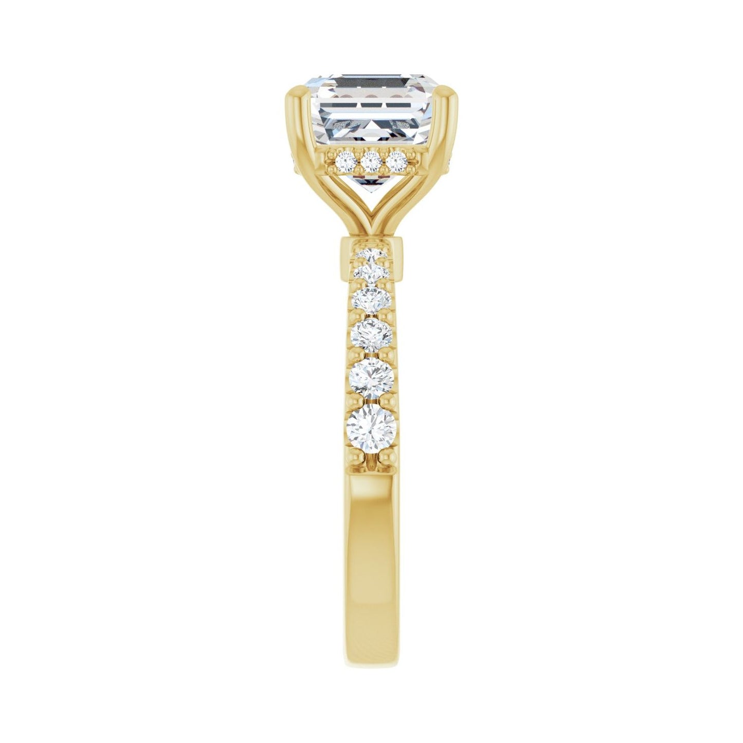 Asscher Hidden Halo-Style Engagement Ring | Metal Type=14K Yellow Gold | Center Stone Size=3 CT | Image 4