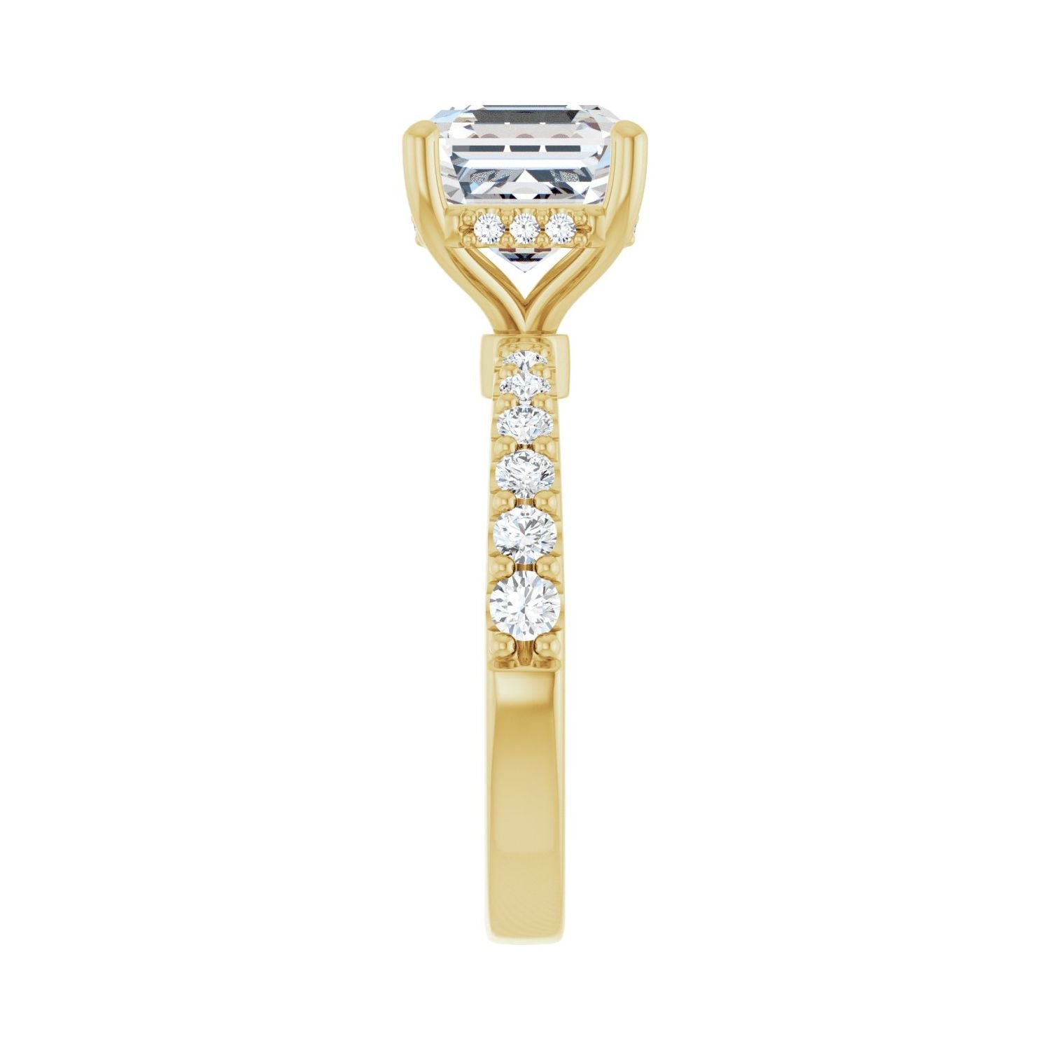 Asscher Hidden Halo-Style Engagement Ring | Metal Type=14K Yellow Gold | Center Stone Size=3 CT | Image 4
