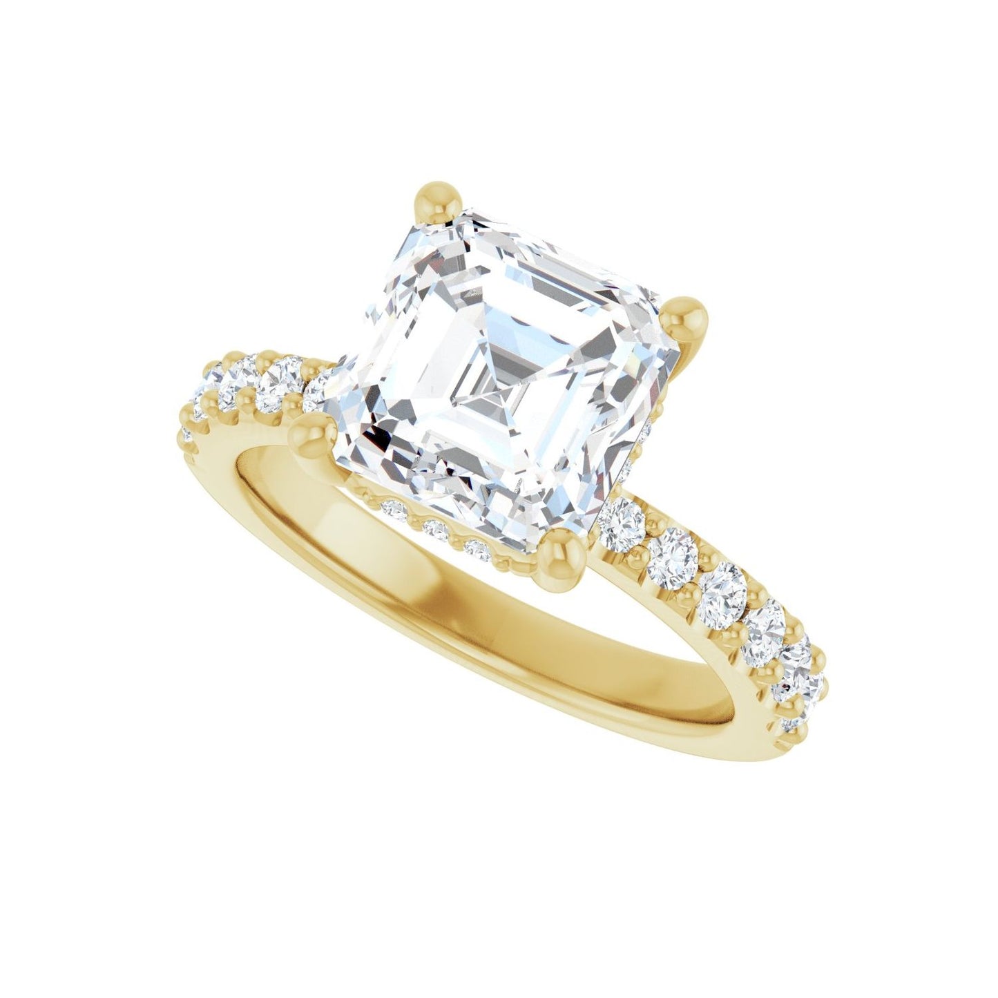 Asscher Hidden Halo-Style Engagement Ring | Metal Type=14K Yellow Gold | Center Stone Size=3 CT | Image 5