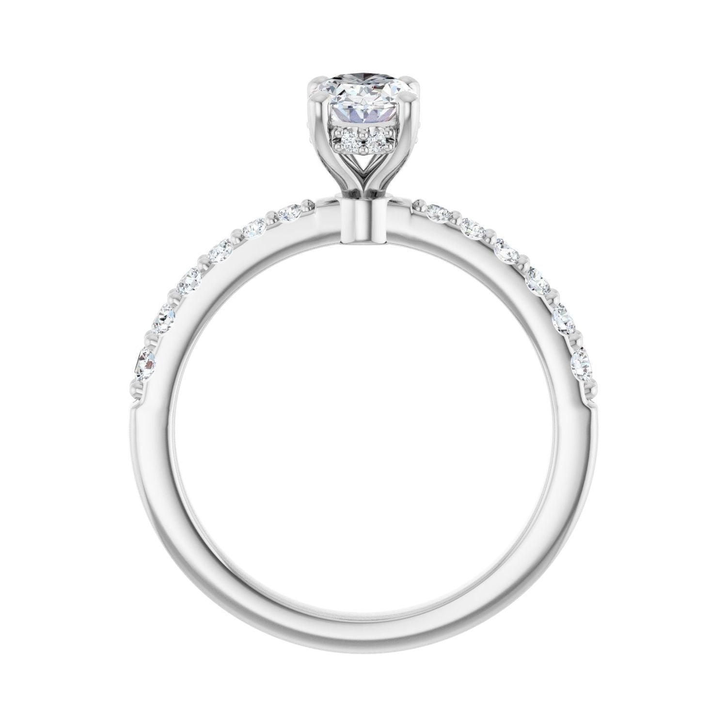Oval Hidden Halo-Style Engagement Ring | Metal Type=14K White Gold | Center Stone Size=1 CT | Image 2