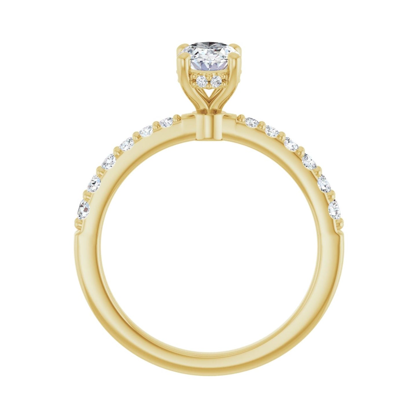 Oval Hidden Halo-Style Engagement Ring | Metal Type=14K Yellow Gold | Center Stone Size=1 CT | Image 2