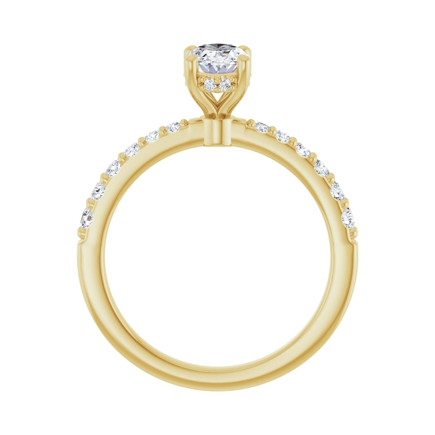 Oval Hidden Halo-Style Engagement Ring | Metal Type=14K Yellow Gold | Center Stone Size=1 CT | Image 2