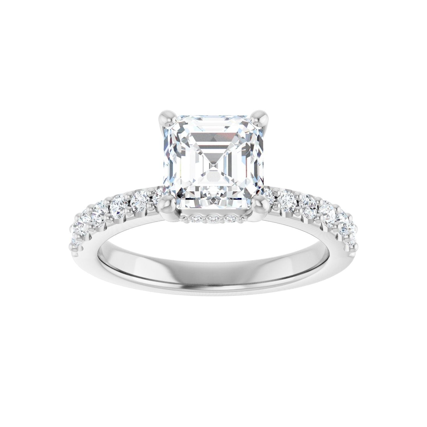 Asscher Hidden Halo-Style Engagement Ring | Metal Type=14K White Gold | Center Stone Size=1.5 CT | Image 3