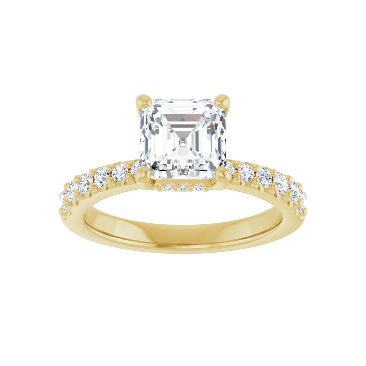 Asscher Hidden Halo-Style Engagement Ring | Metal Type=14K Yellow Gold | Center Stone Size=1.5 CT | Image 3