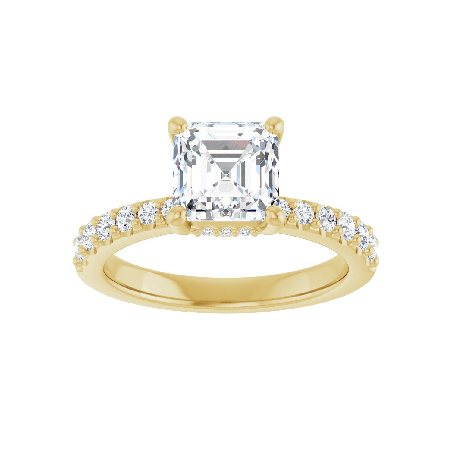 Asscher Hidden Halo-Style Engagement Ring | Metal Type=14K Yellow Gold | Center Stone Size=1.5 CT | Image 3