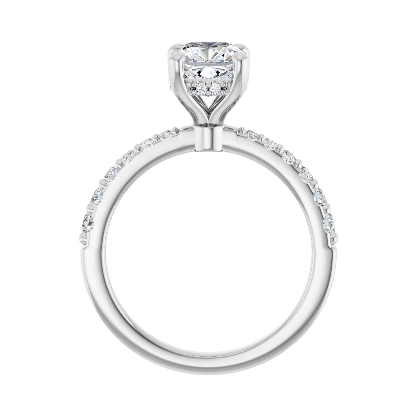 Cushion Hidden Halo-Style Engagement Ring | Metal Type=14K White Gold | Center Stone Size=1.5 CT | Image 2