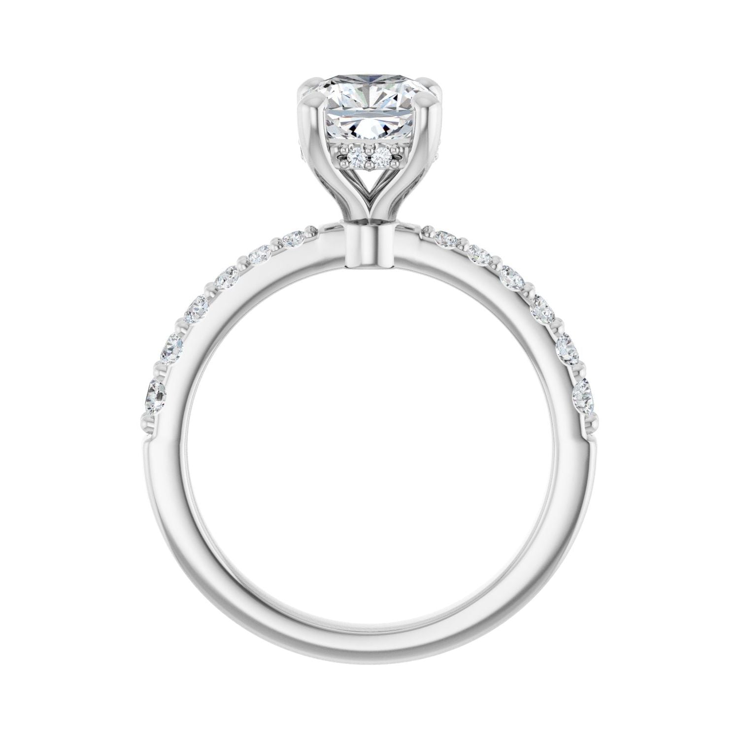Cushion Hidden Halo-Style Engagement Ring | Metal Type=14K White Gold | Center Stone Size=1.5 CT | Image 2