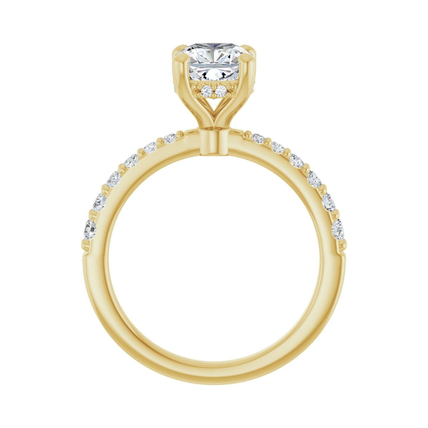Cushion Hidden Halo-Style Engagement Ring | Metal Type=14K Yellow Gold | Center Stone Size=1.5 CT | Image 2